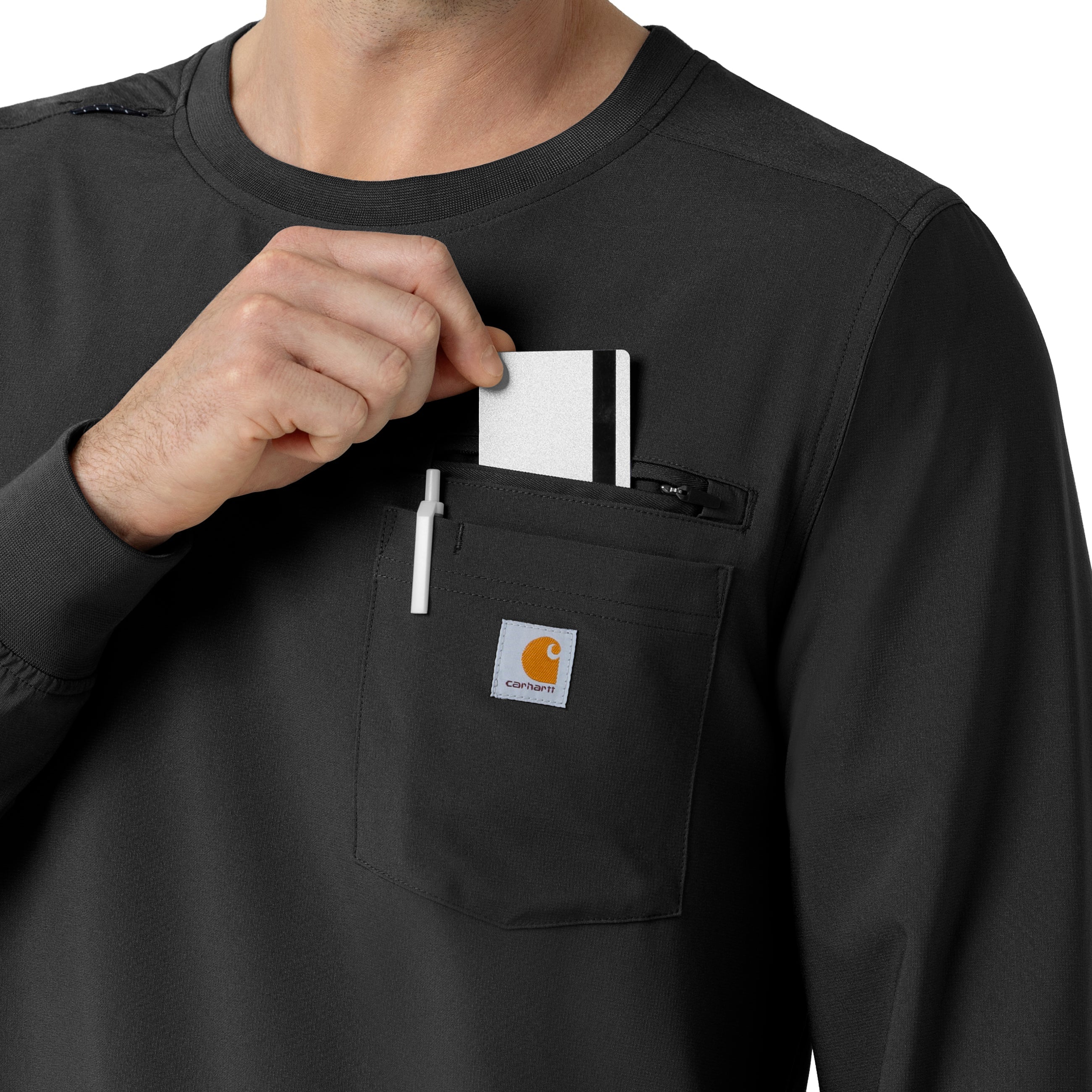 Force Cross-Flex C16610 Men's Crew Neck Long Sleeve Scrub Top Black
