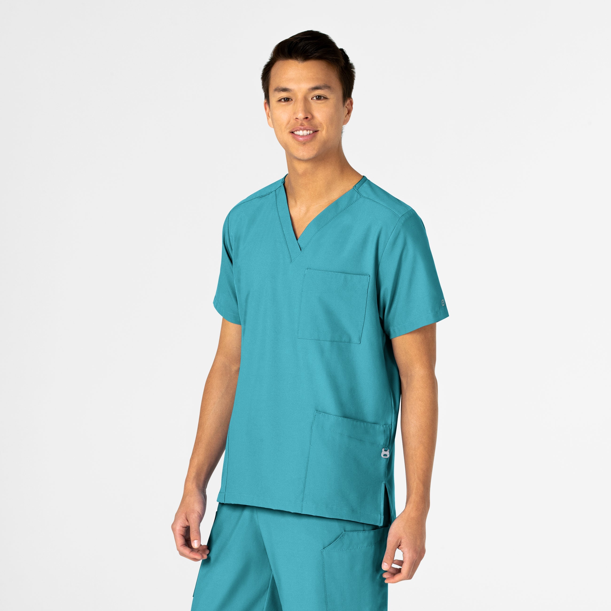 W123 6855 Unisex 4 Pocket Utility Scrub Top Teal Blue