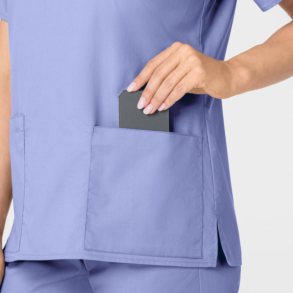 WonderWORK 101 V-Neck Scrub Top Ceil Blue