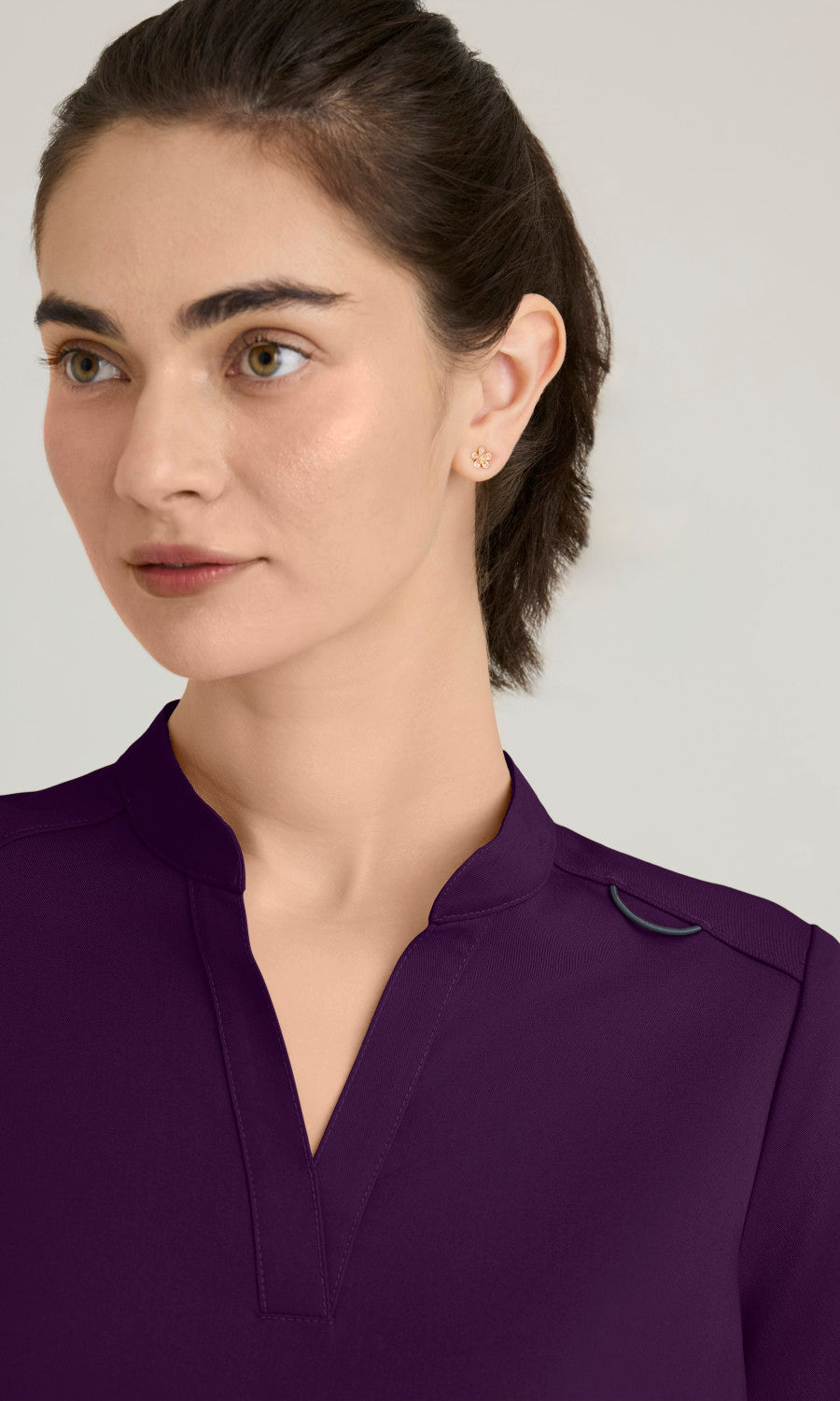 Grey's Anatomy Spandex Stretch GRST230 Avery Top Eggplant