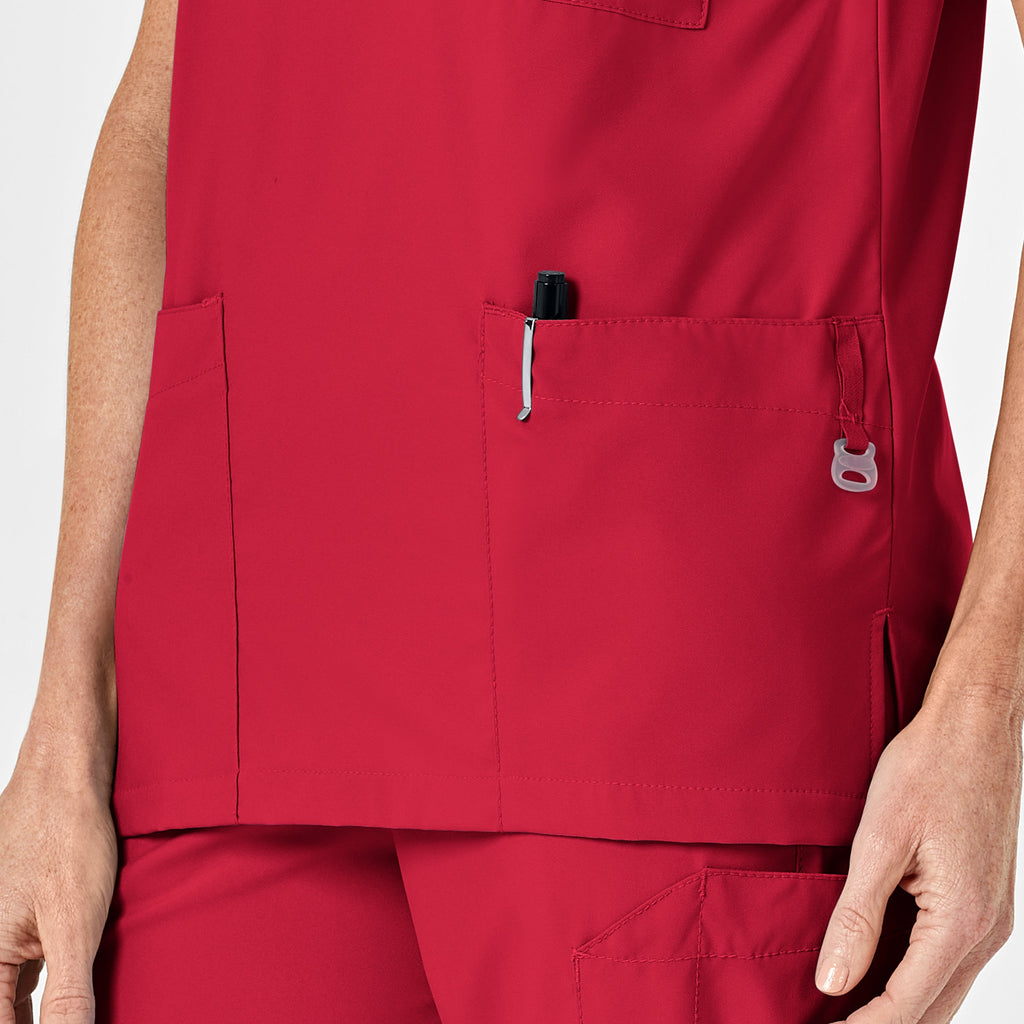W123 6855 Unisex 4 Pocket Utility Scrub Top Red