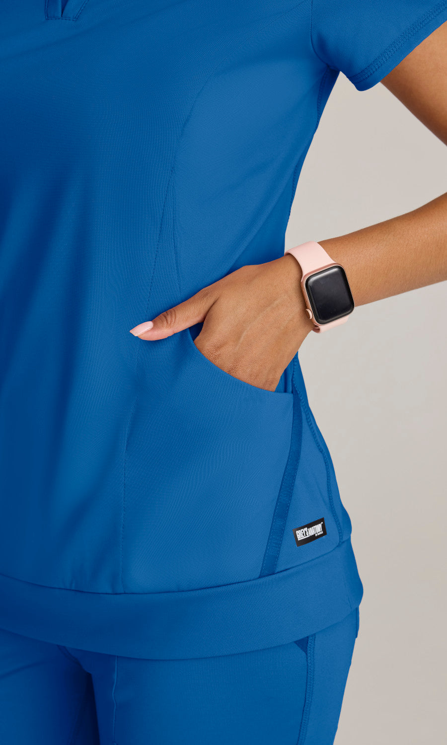 Grey's Anatomy Knits GRST250 Motivate Knit Scrub Top New Royal