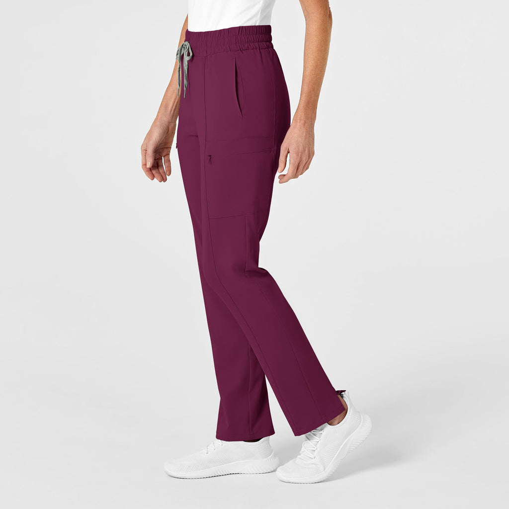 RENEW 5334 High Waist Slim Leg Scrub Pants Wine