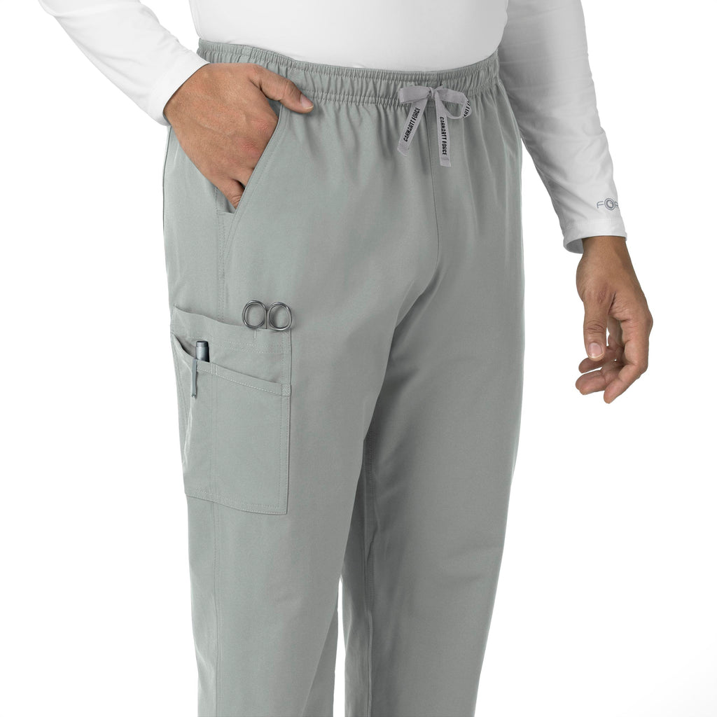 Force Essentials C55013 Unisex Elastic Waist Cargo Scrub Pants Grey