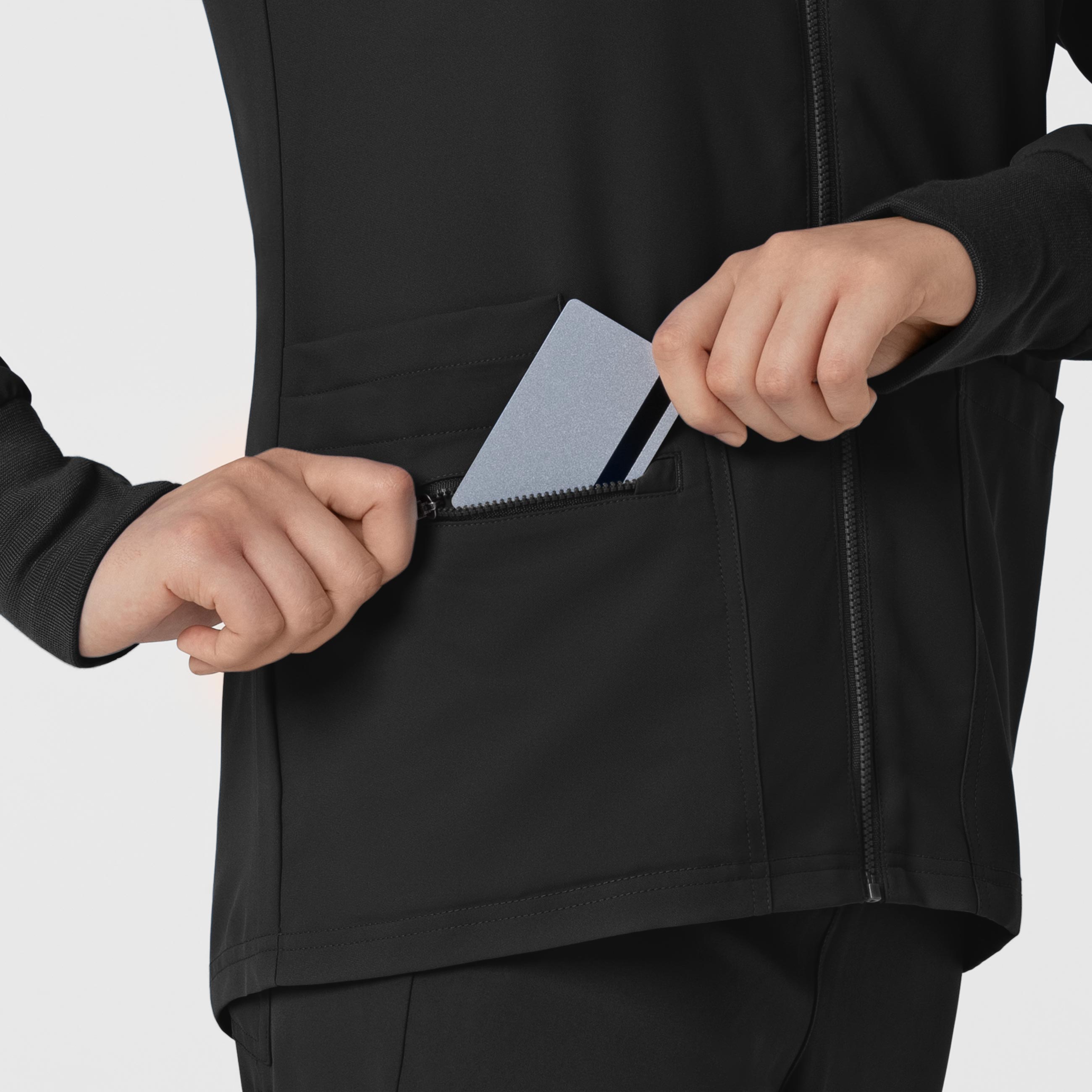 Thrive 8122 Flex-n-Reach Zip-Front Jacket Black