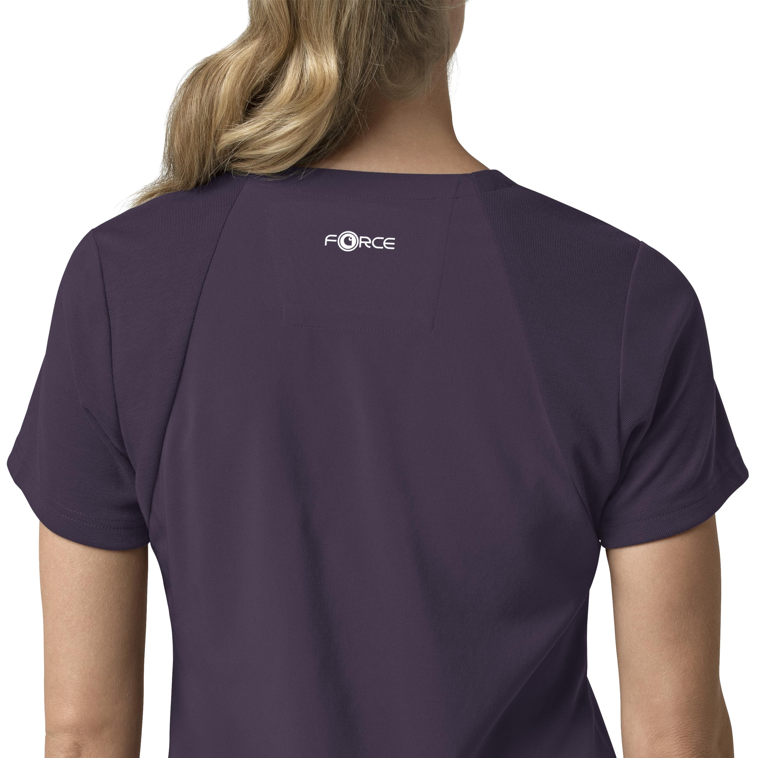 Force Cross-Flex C13210 Flex Panel V-Neck Scrub Top Black Plum