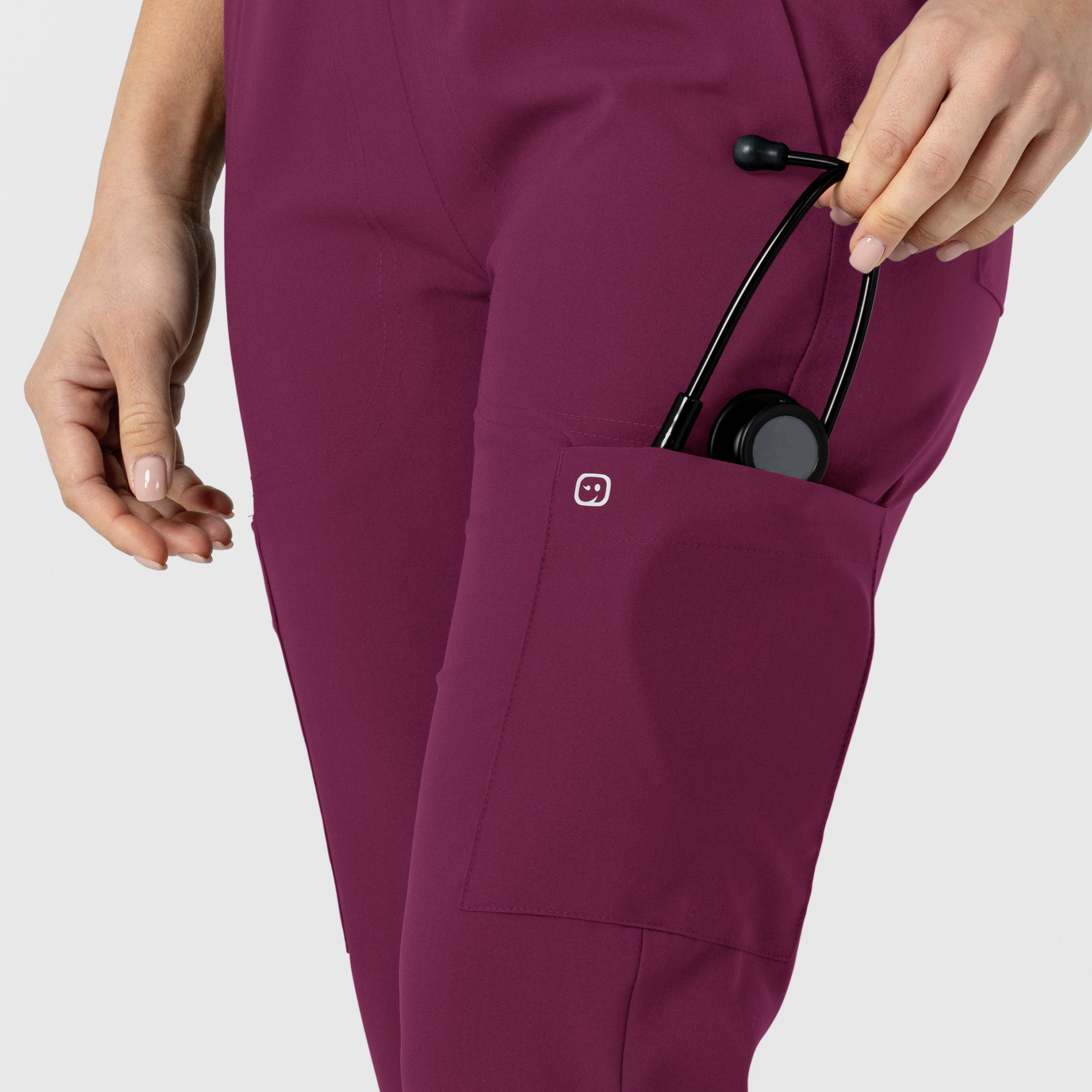 W123 5045 Flex-n-Reach Track Scrub Pants Wine