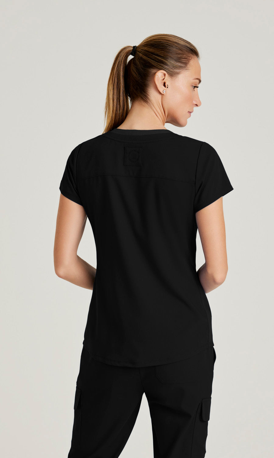 Grey's Anatomy Spandex Stretch GRST194 Meredith Scrub Top Black