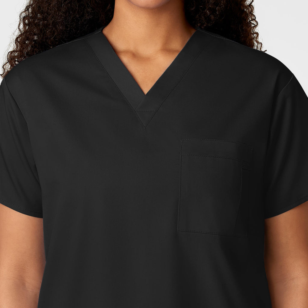 WonderWORK 100 Unisex V-Neck Scrub Top Black