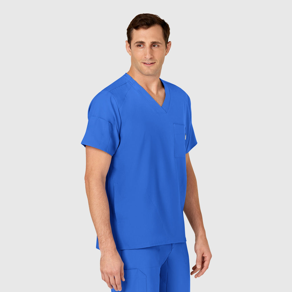 W123 6355 Men's V-Neck Scrub Top Royal