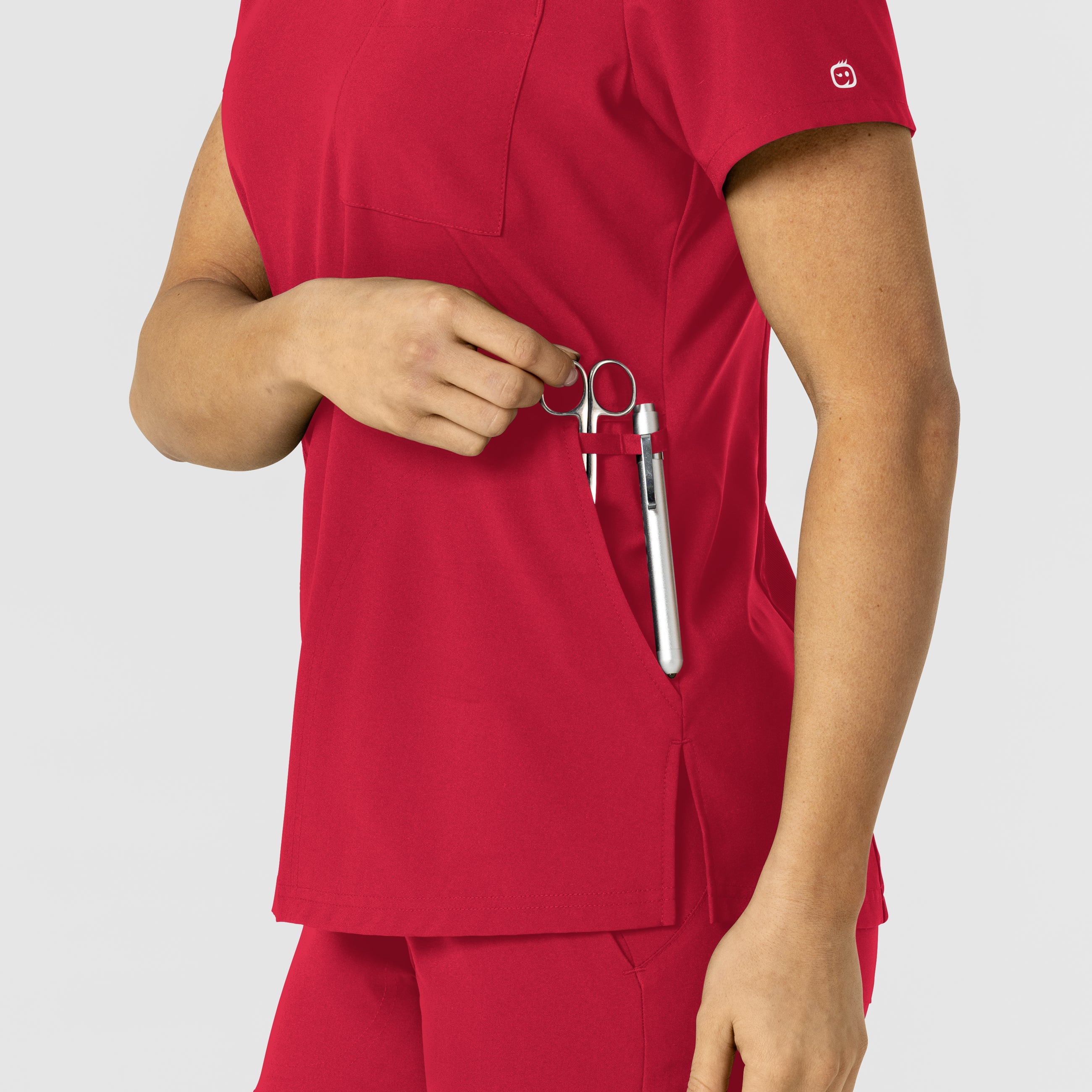W123 6045 Flex-n-Reach V-Neck Scrub Top Red