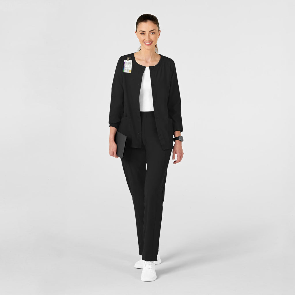 W123 8155 Crew Neck Warm Up Jacket Black