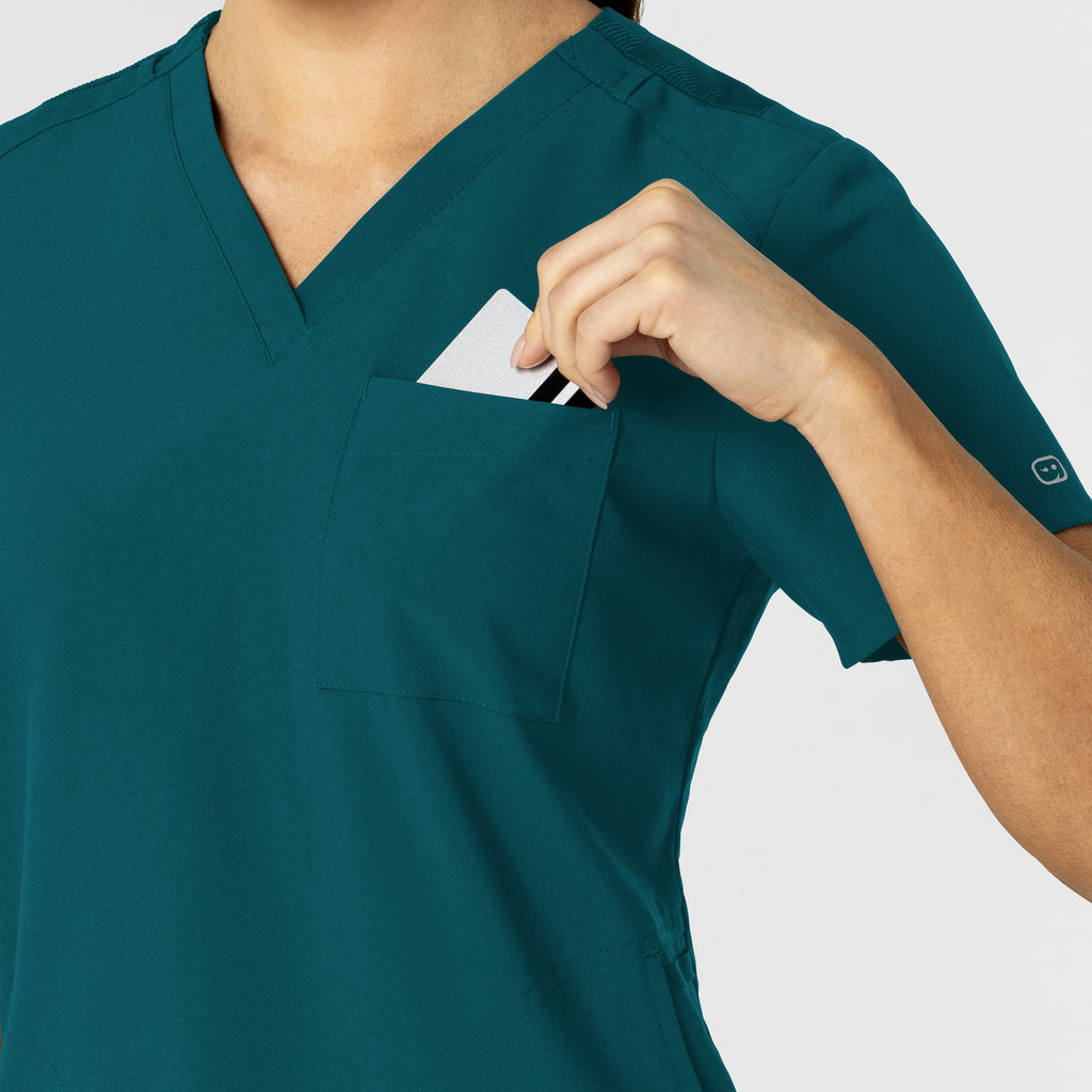 W123 6045 Flex-n-Reach V-Neck Scrub Top Caribbean