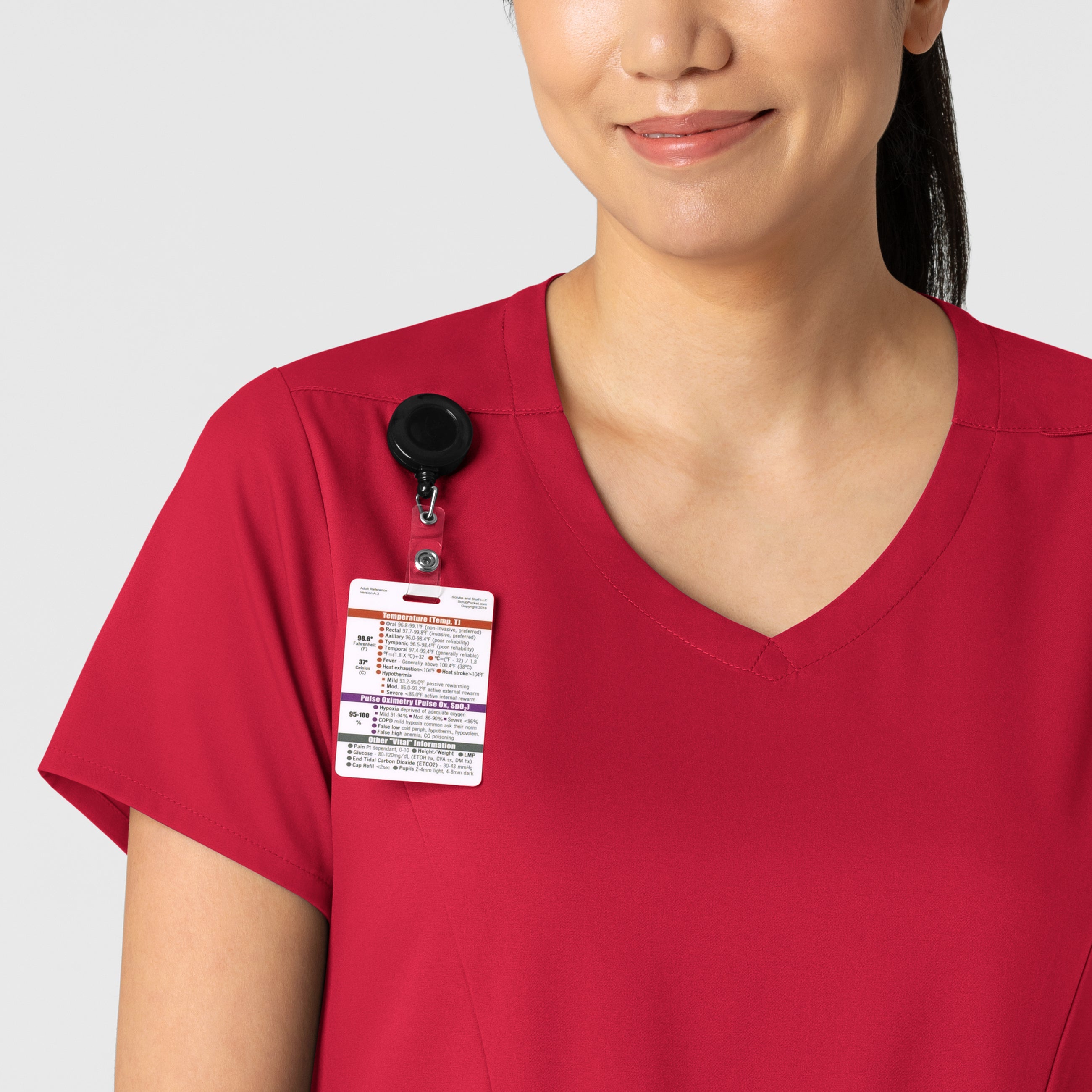 Boundless 6251 2-Pocket V-Neck Scrub Top Red