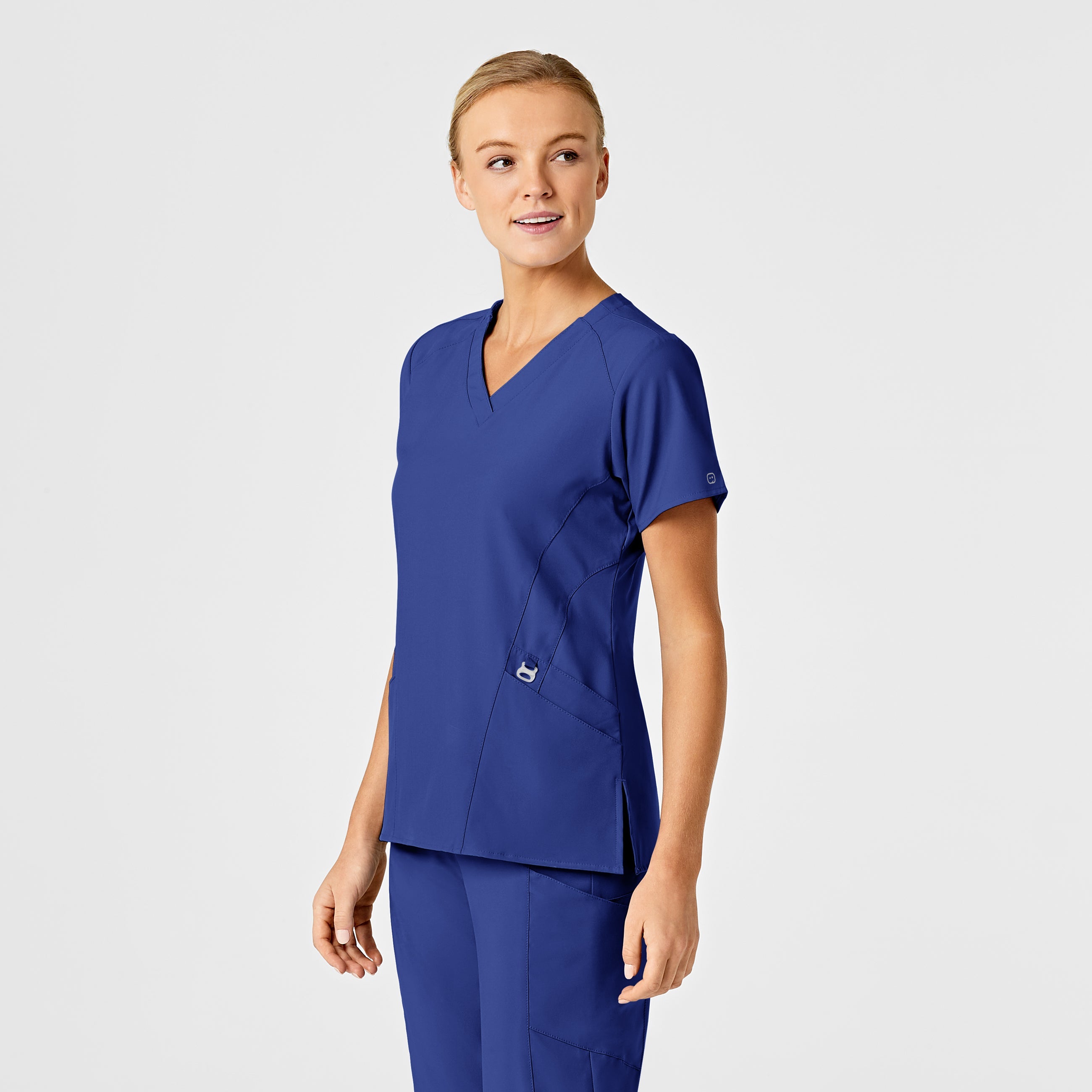 W123 6155 Stylized V-Neck Scrub Top Galaxy Blue