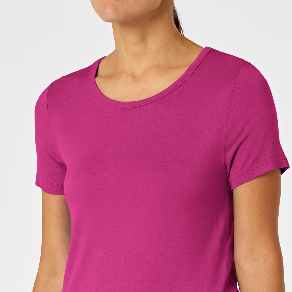 Layers 2209 Silky Knit Short Sleeve Tee Hot Pink