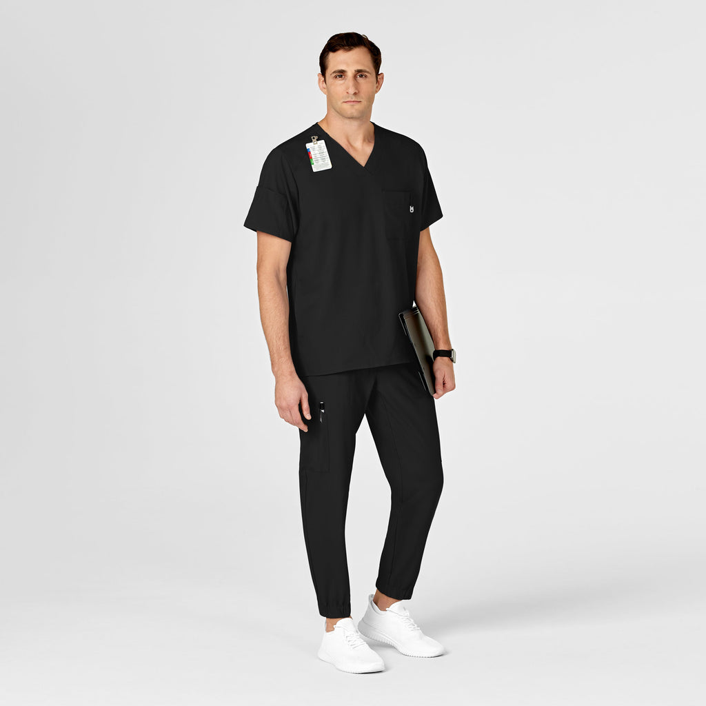 W123 5655 Men's Cargo Jogger Scrub Pants Black