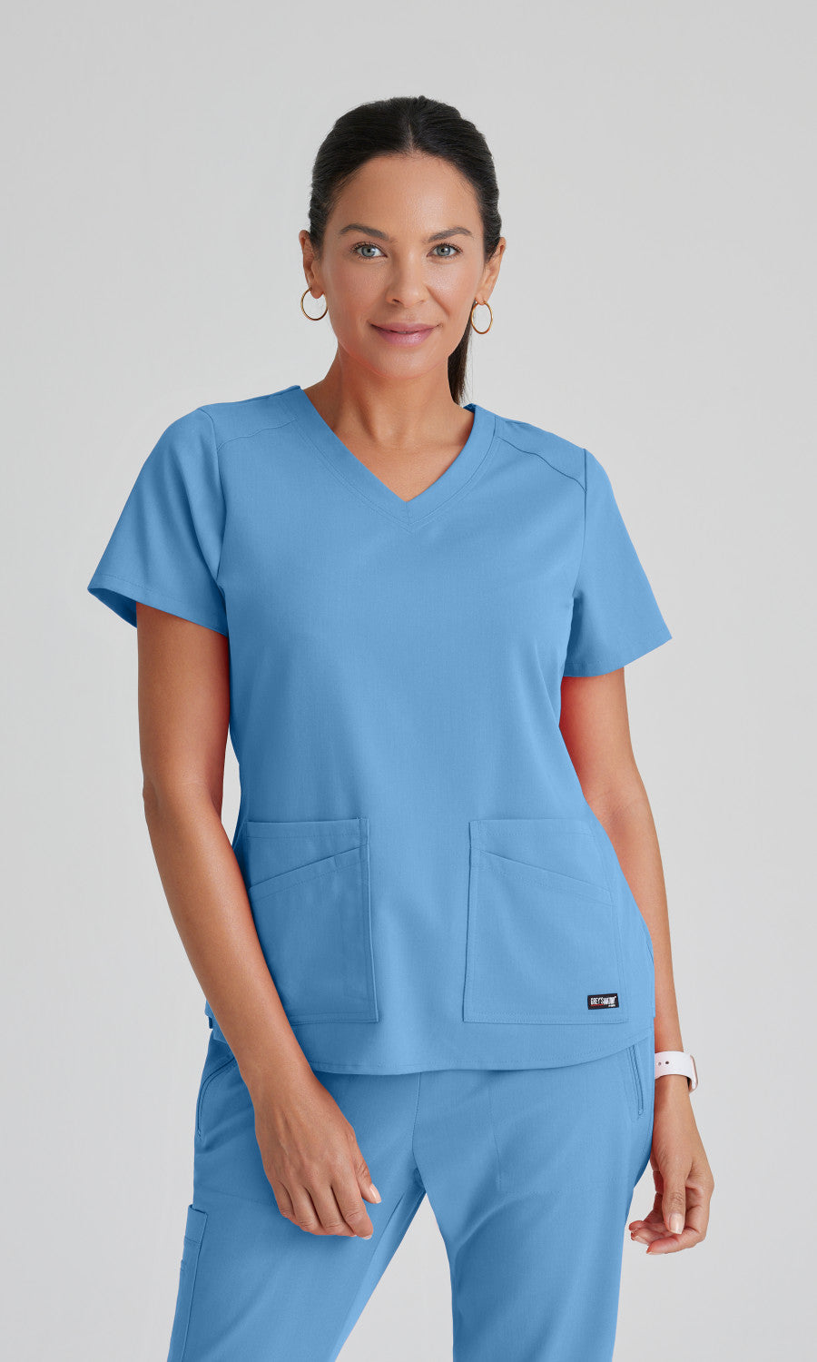 Grey's Anatomy Stretch GRST011 Emma Scrub Top Ciel Blue