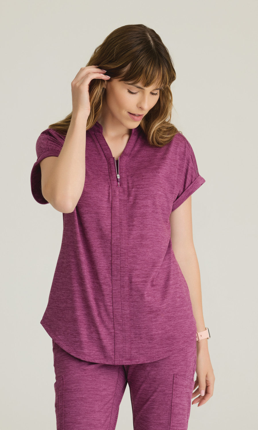 Barco One Performance Knit BOT210H Engage Top (Heathered) Dark Mauve Heather