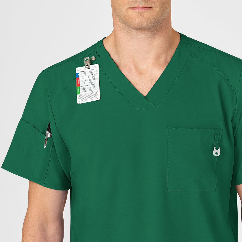 W123 6355 Men's V-Neck Scrub Top Hunter