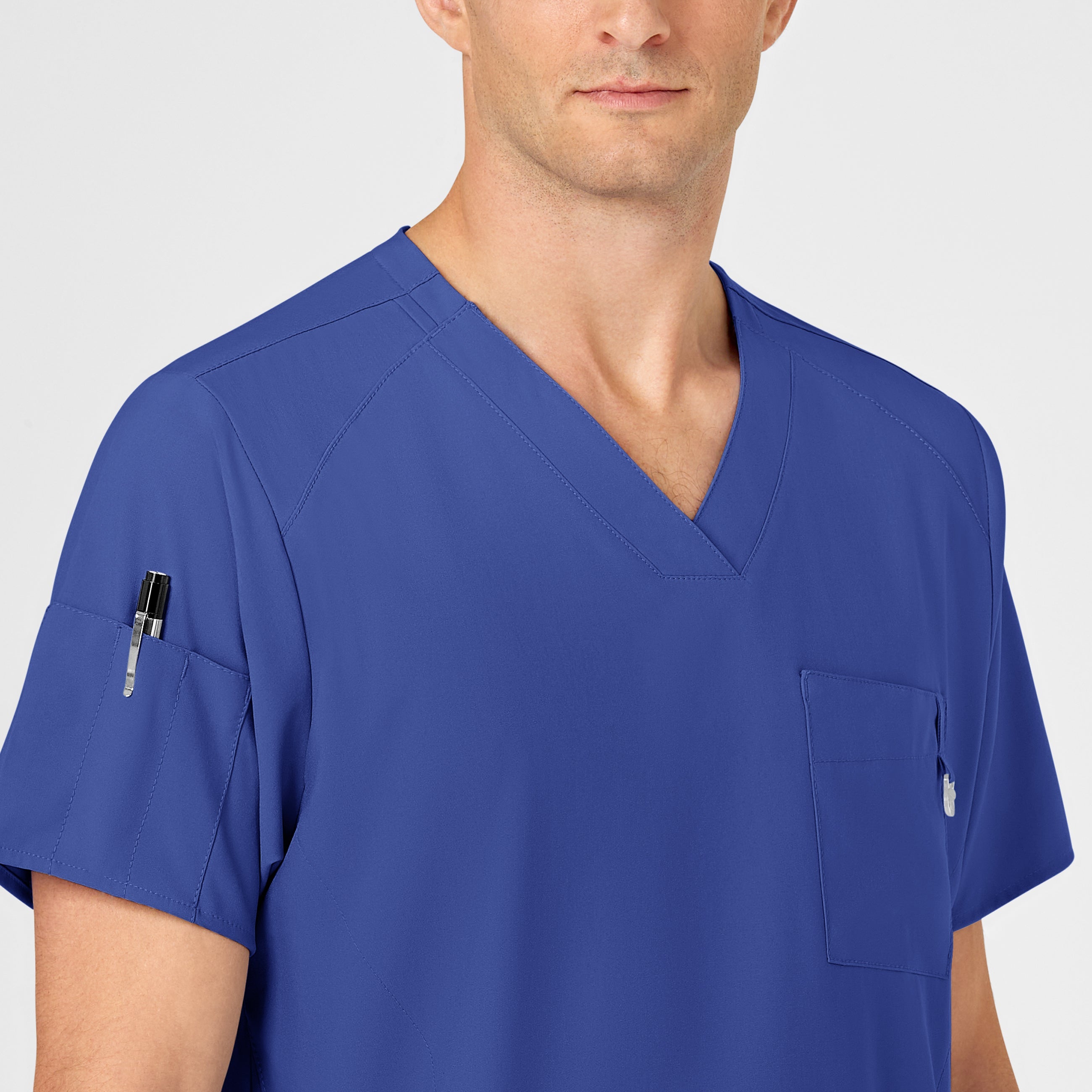 W123 6355 Men's V-Neck Scrub Top Galaxy Blue