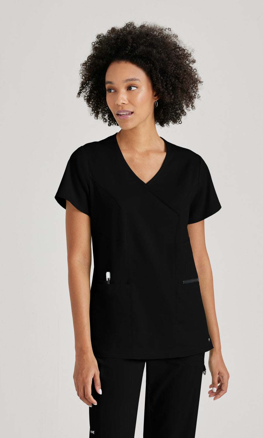 Grey's Anatomy Stretch GRST001 Kim Scrub Top Black