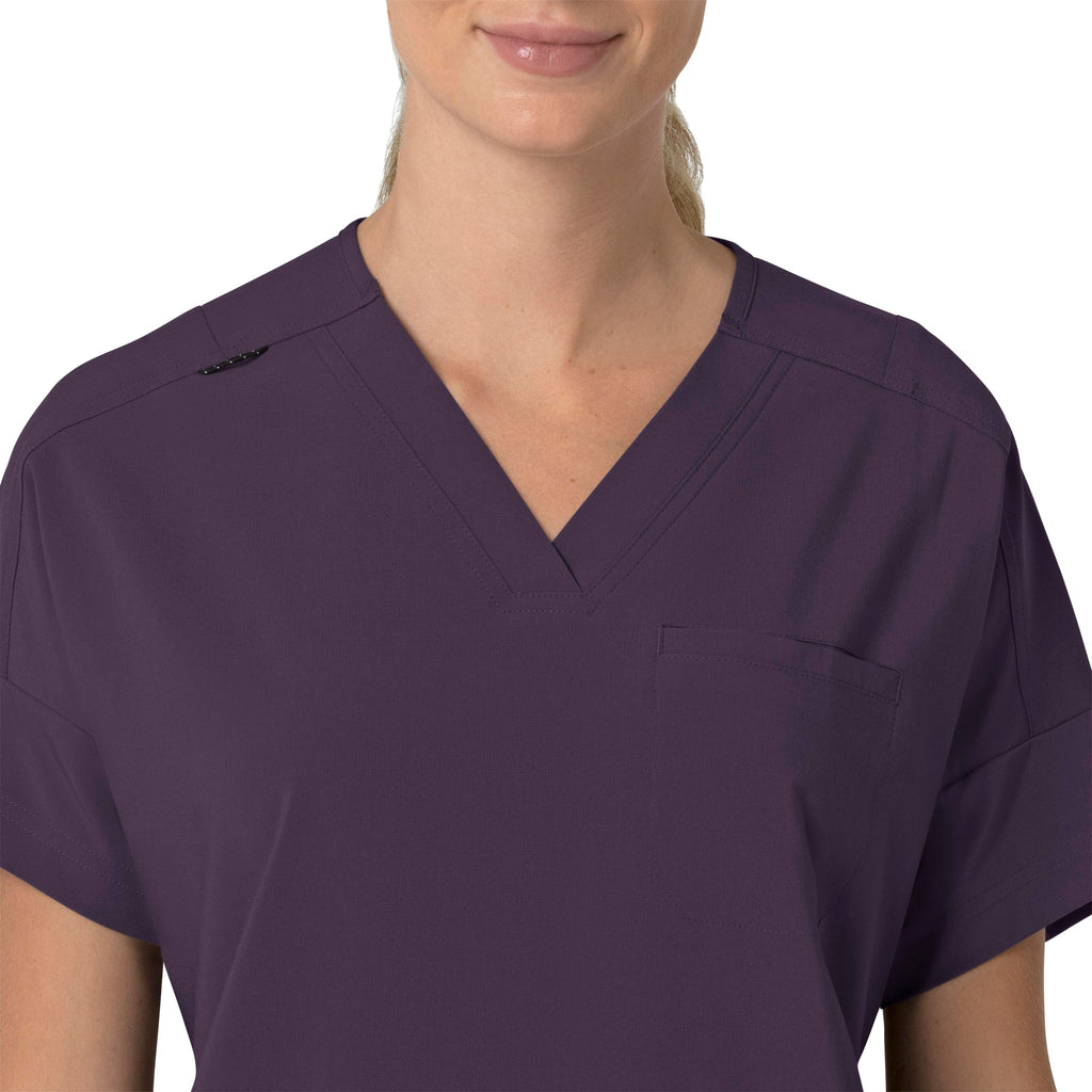 Force Cross-Flex C13110 Oversized V-Neck Scrub Top Black Plum