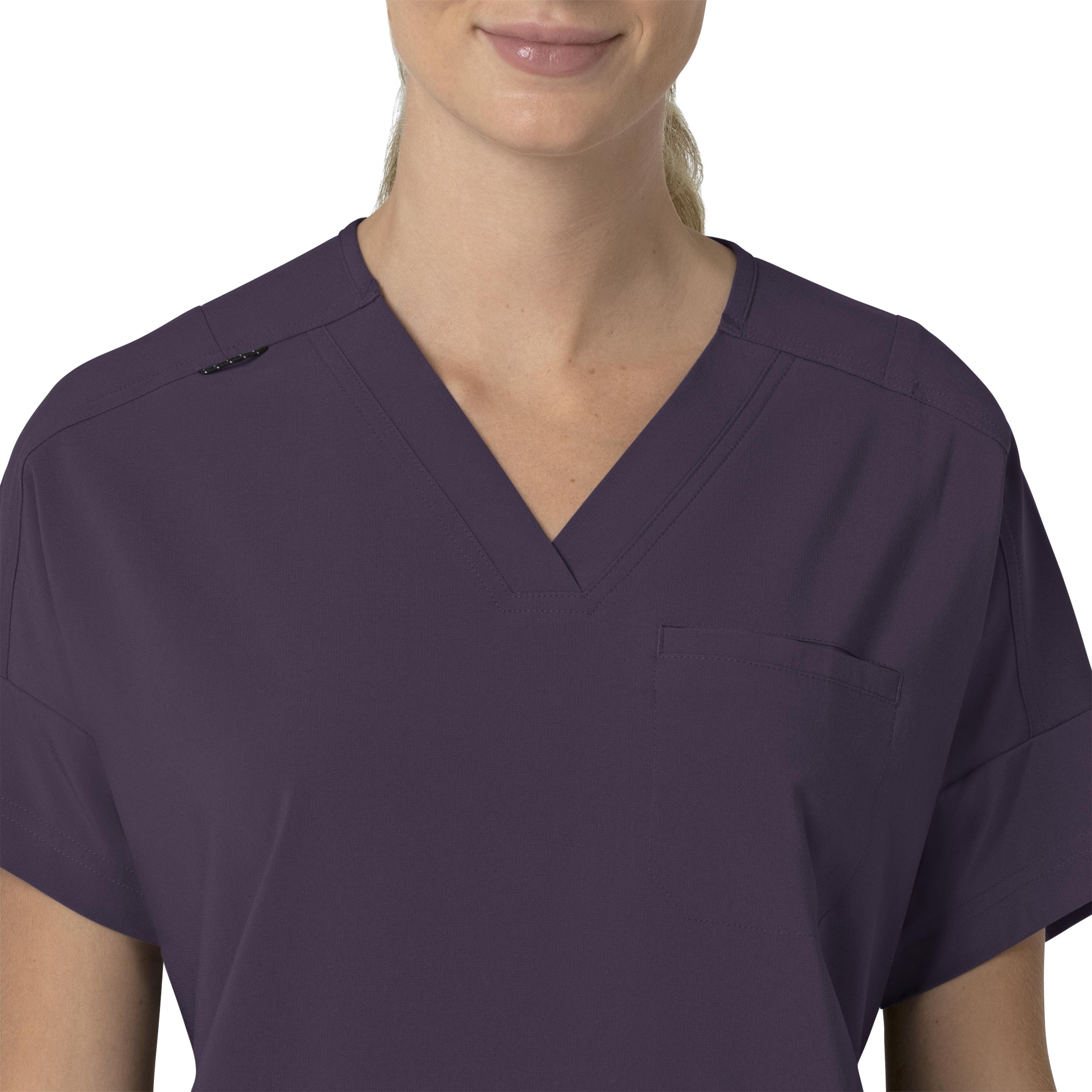 Force Cross-Flex C13110 Oversized V-Neck Scrub Top Black Plum