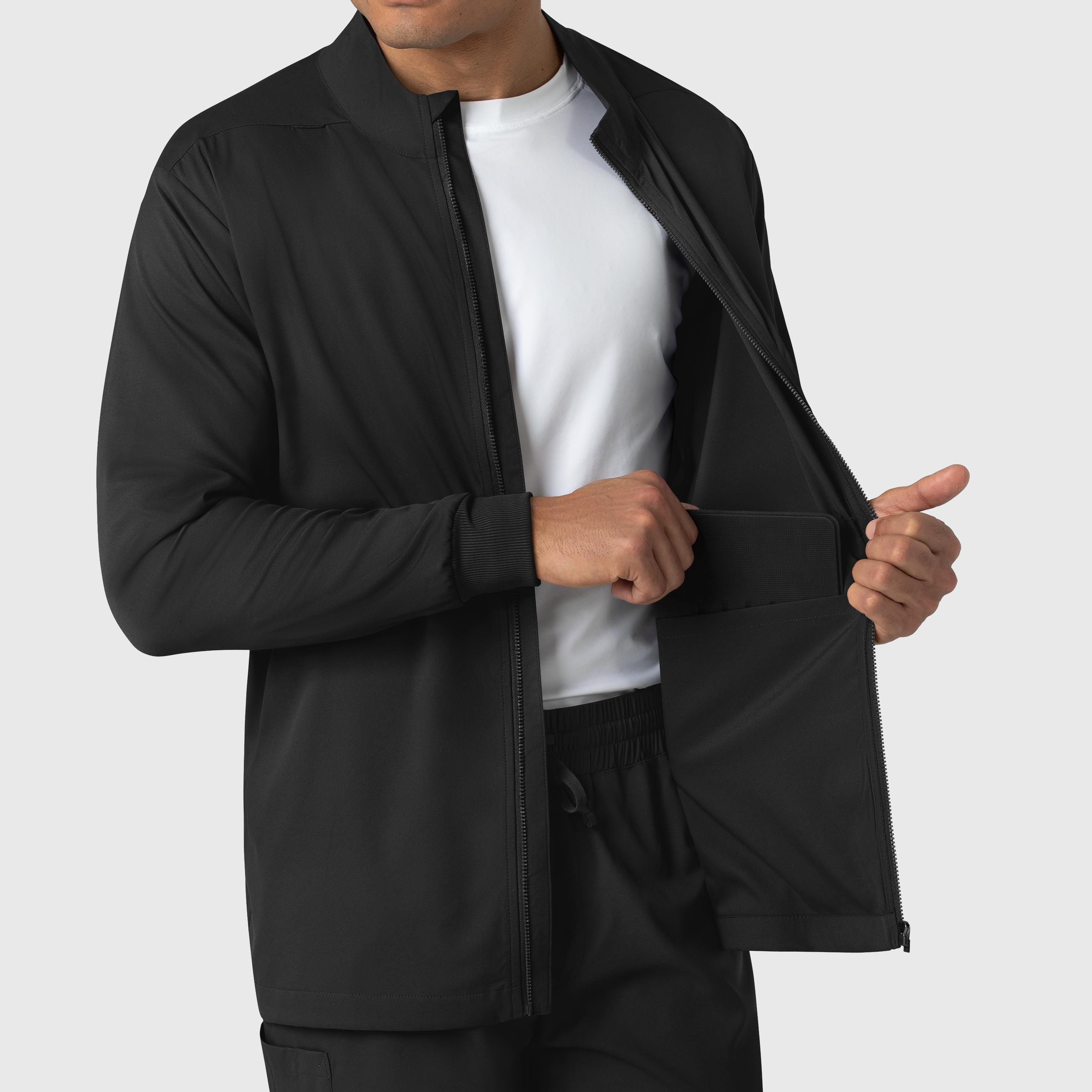 Boundless 8351 Men's Warm Up Scrub Jacket Black