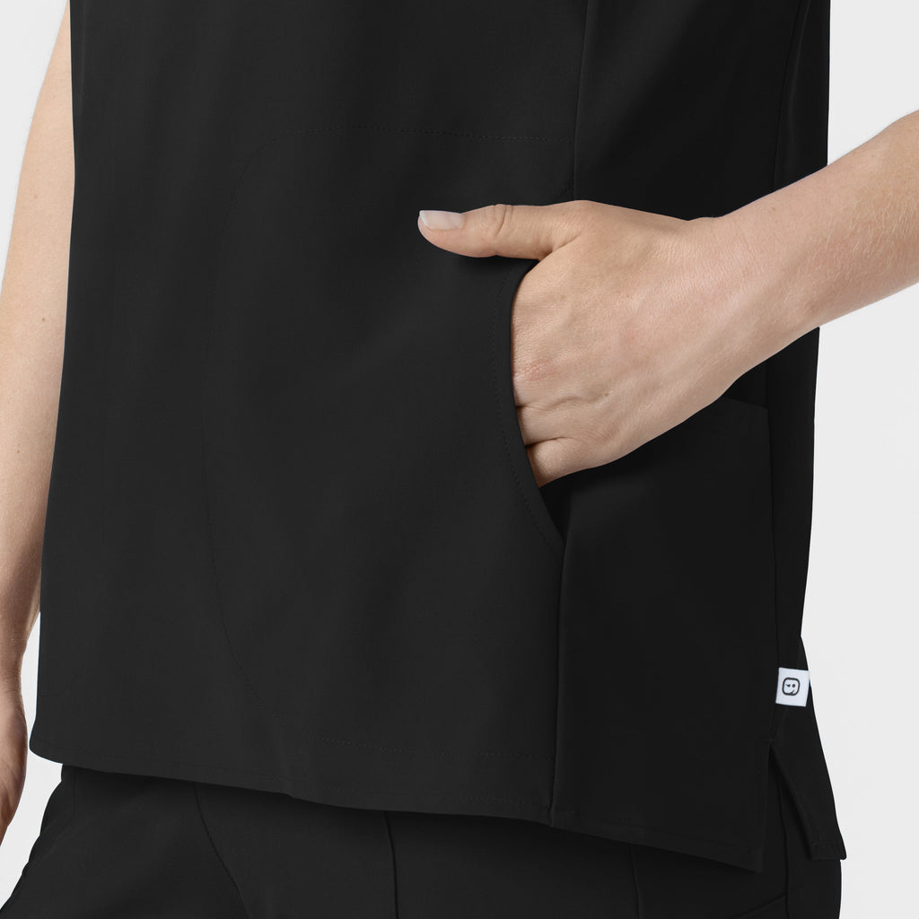 RENEW 6734 Mandarin Collar Scrub Top Black