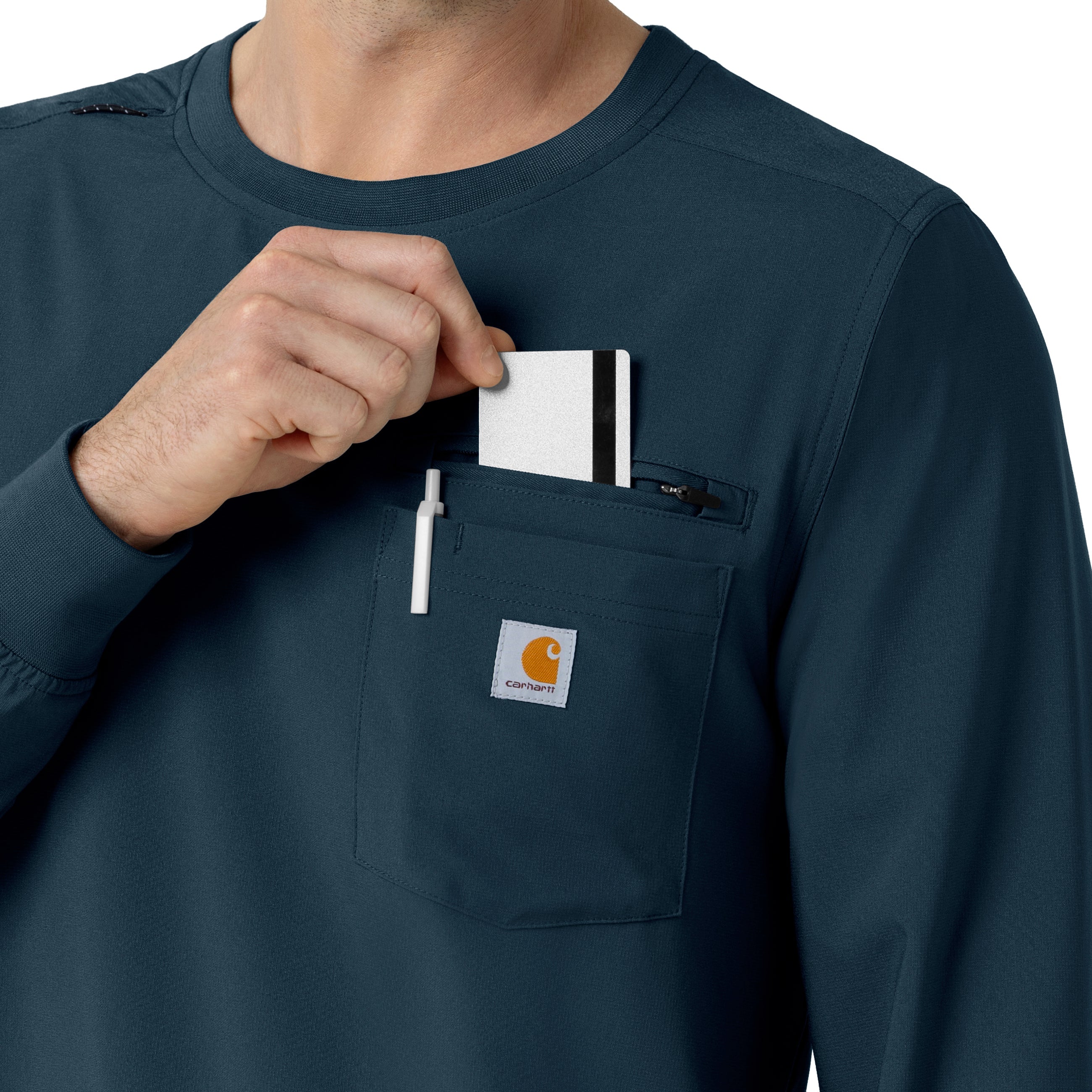 Force Cross-Flex C16610 Men's Crew Neck Long Sleeve Scrub Top Navy