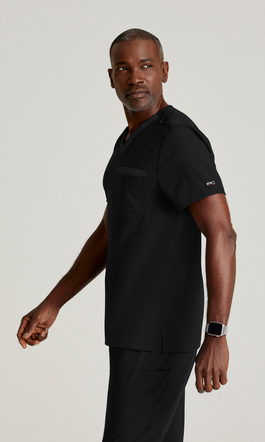 Grey's Anatomy Spandex Stretch GRST204 Ethan Scrub Top Black