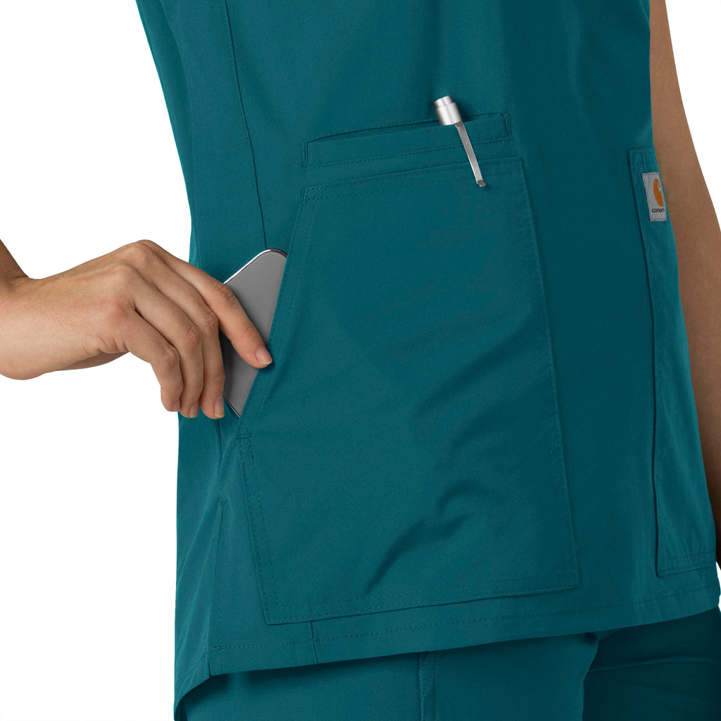 Force Essentials C12213 Notch Neck Tunic Scrub Top Caribbean Blue