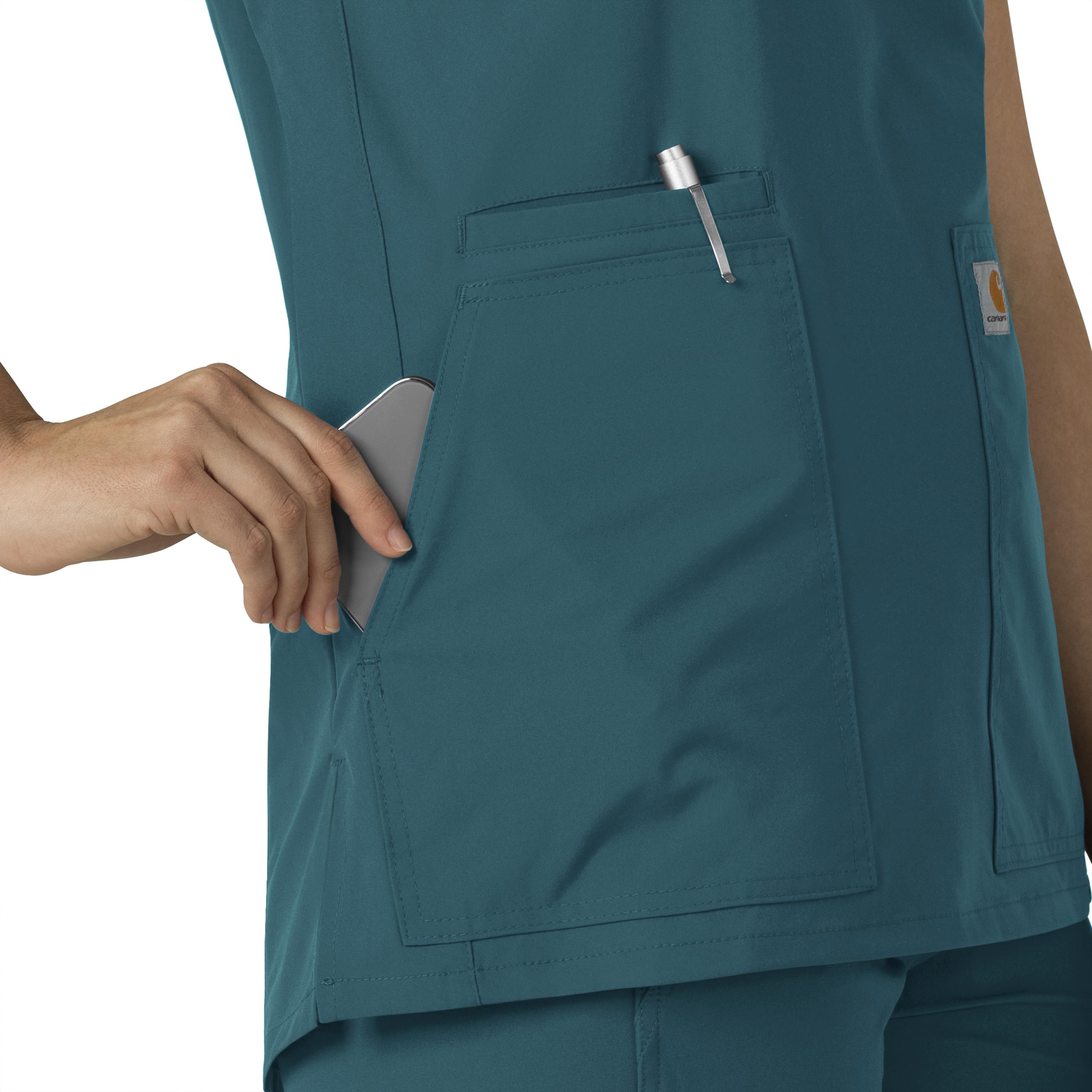 Force Essentials C12213 Notch Neck Tunic Scrub Top Caribbean Blue
