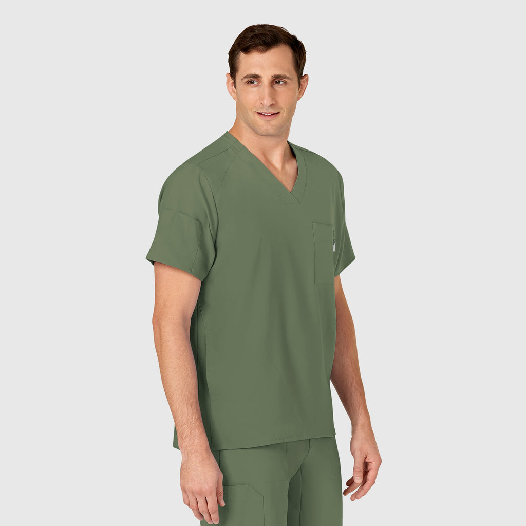 W123 6355 Men's V-Neck Scrub Top Olive