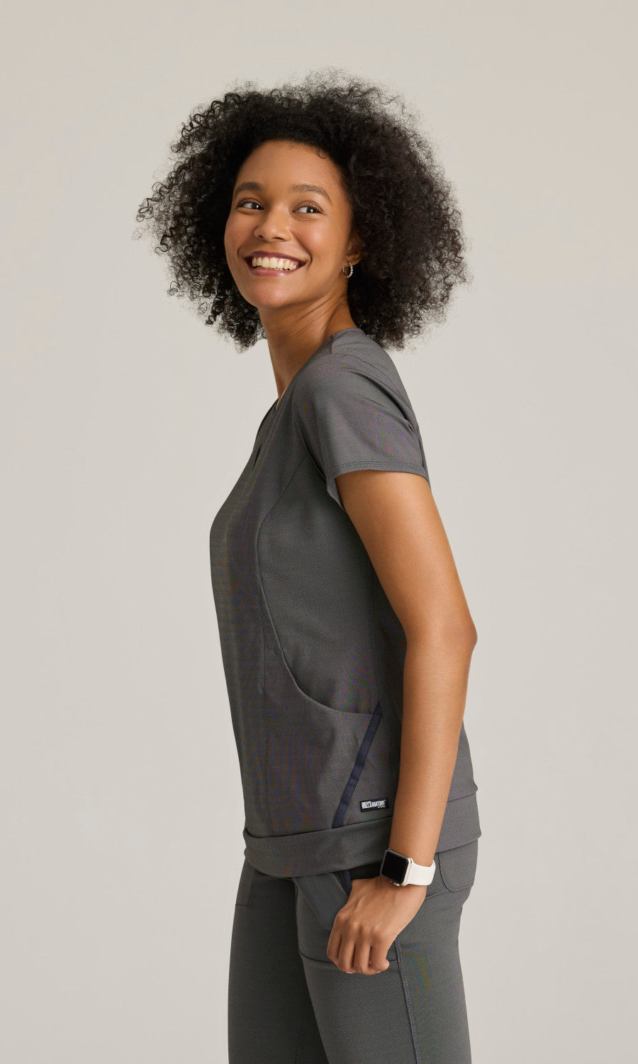 Grey's Anatomy Knit Stretch GRST250 Motivate Knit Top Dark Charcoal