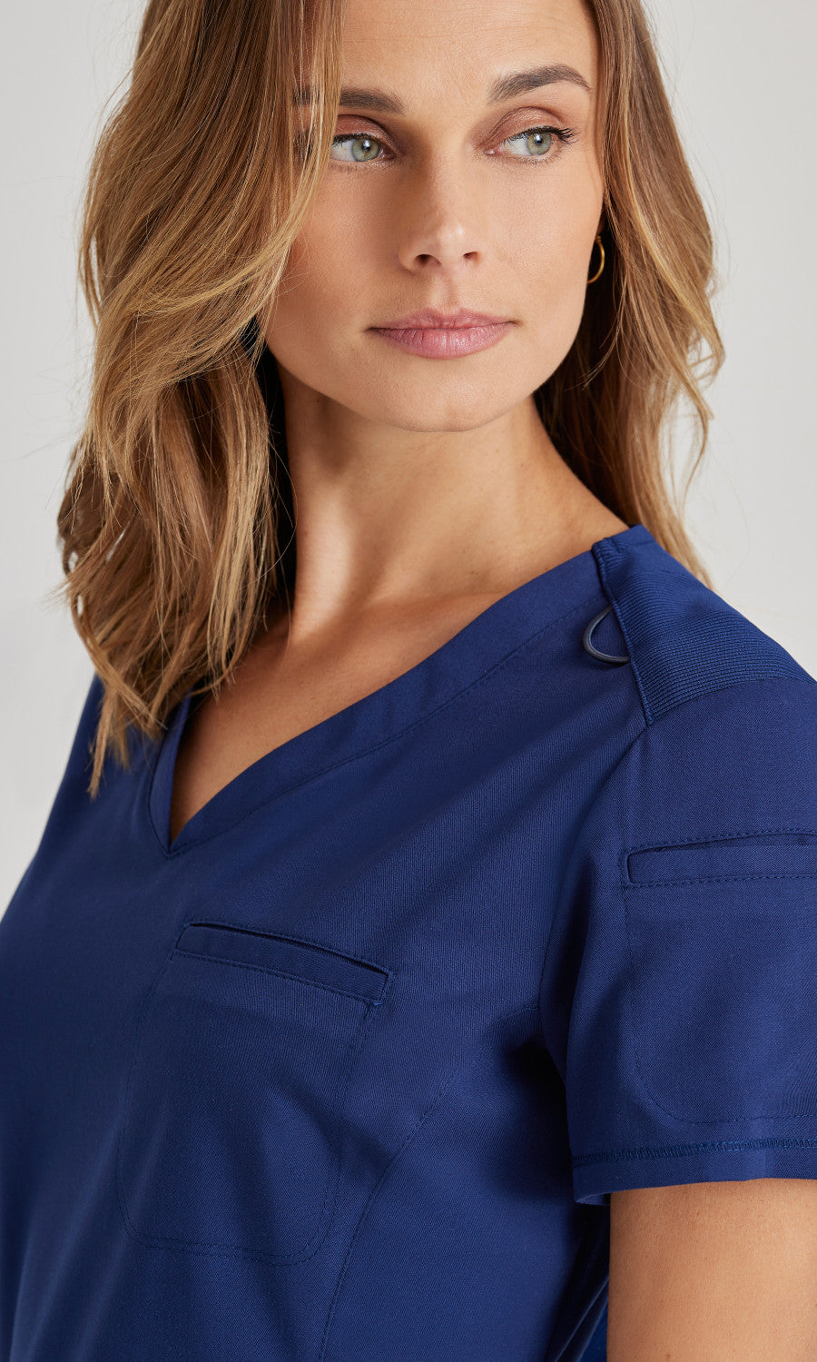 Grey's Anatomy Stretch GRST136 Capri Tuck-in Scrub Top Indigo