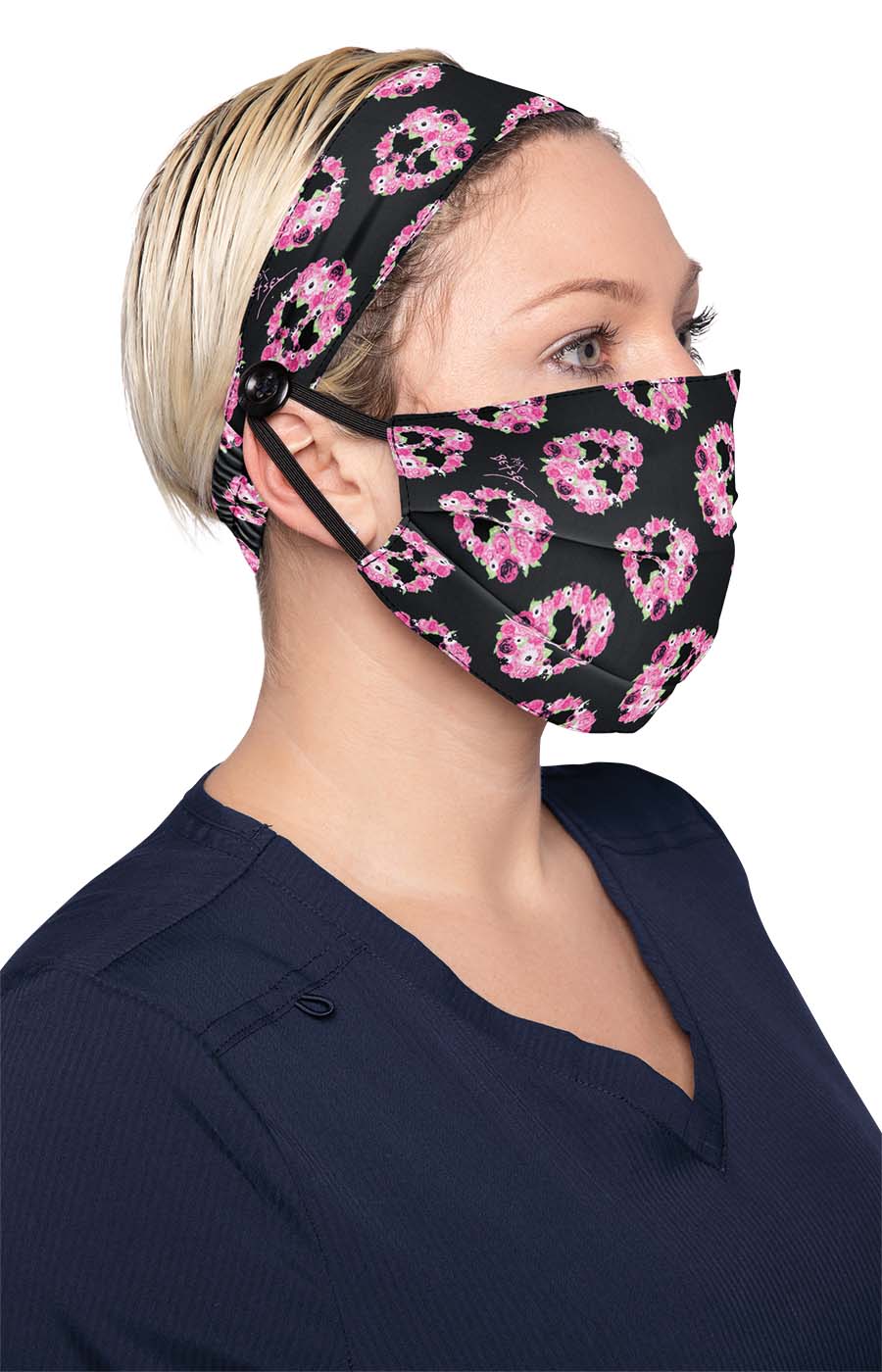 Betsey Johnson BA162 Fashion Mask + Headband Set Skull Petal