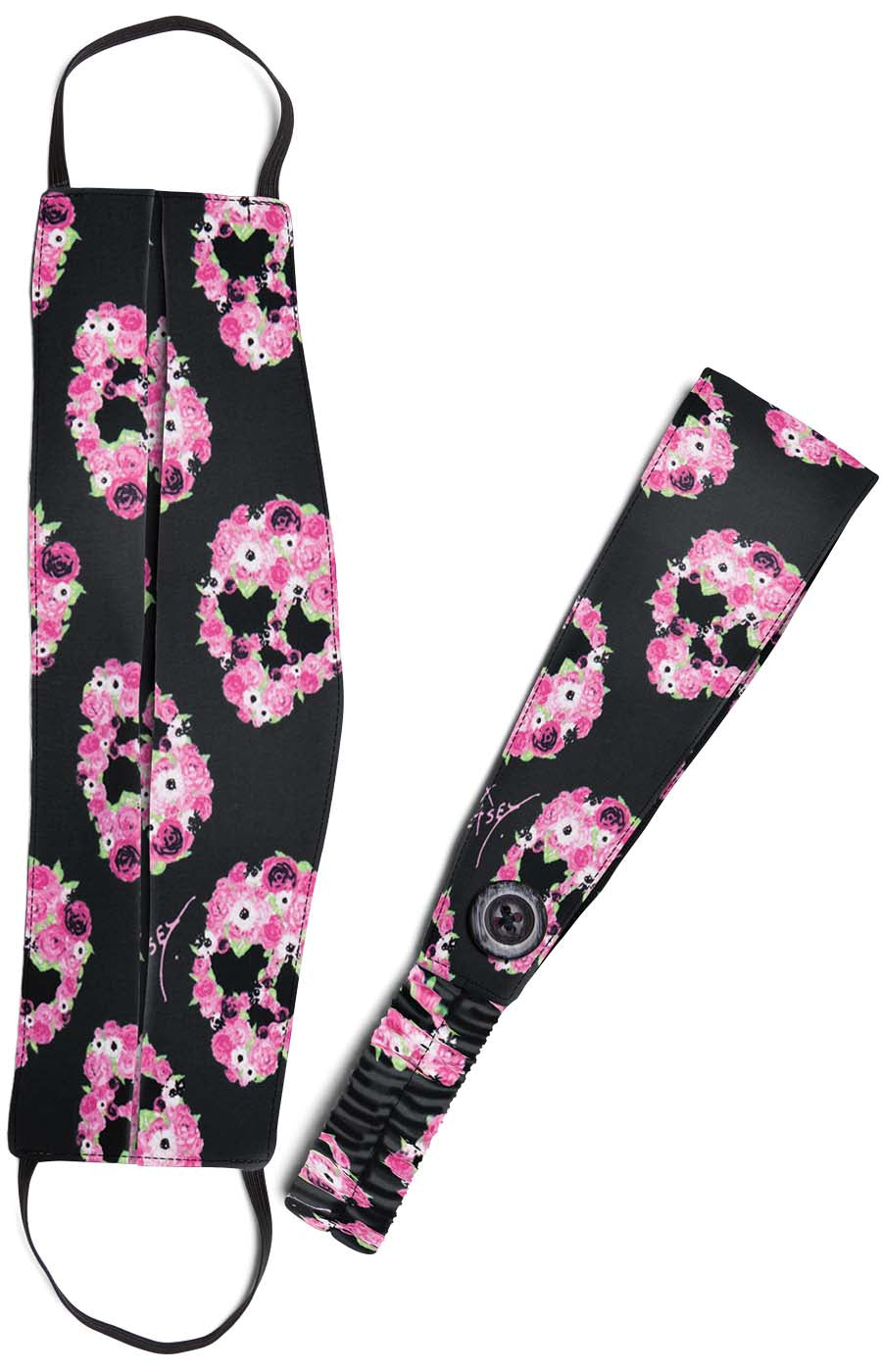 Betsey Johnson BA162 Fashion Mask + Headband Set Skull Petal