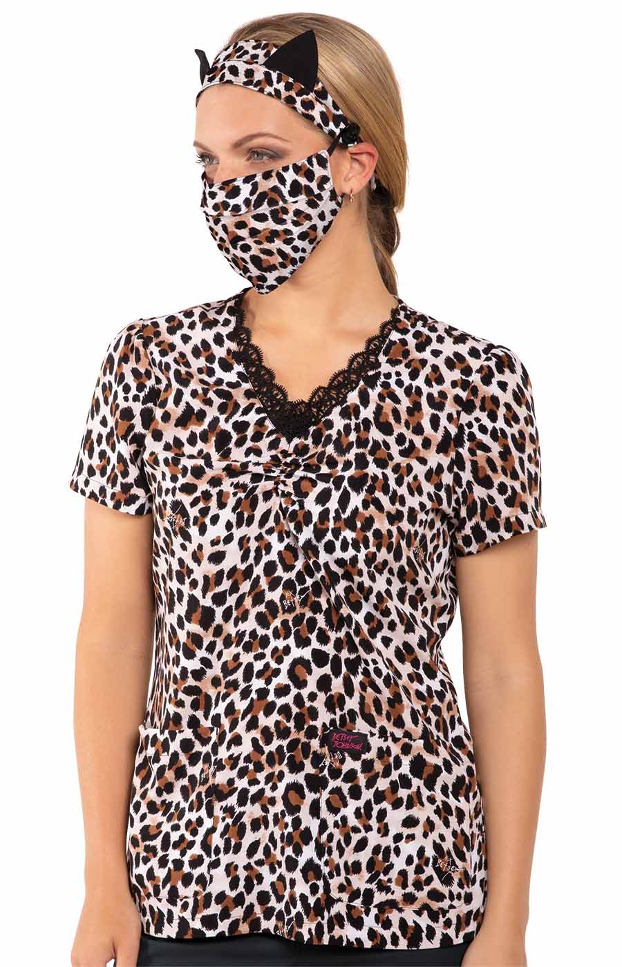 Betsey Johnson BA166 Fashion Mask+ Cat Headband set Capri Leopard