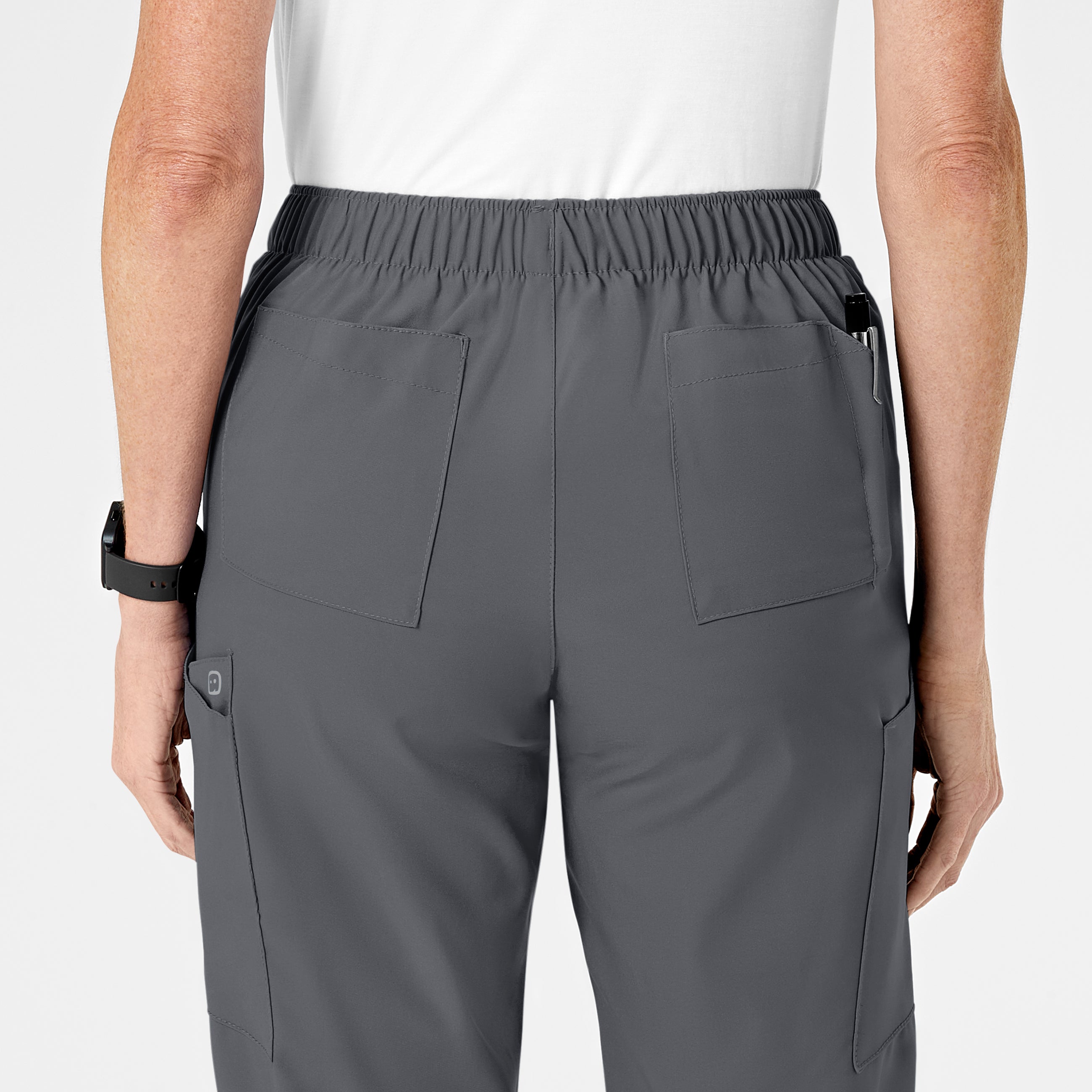 W123 5155 Flat Front Cargo Scrub Pants Pewter