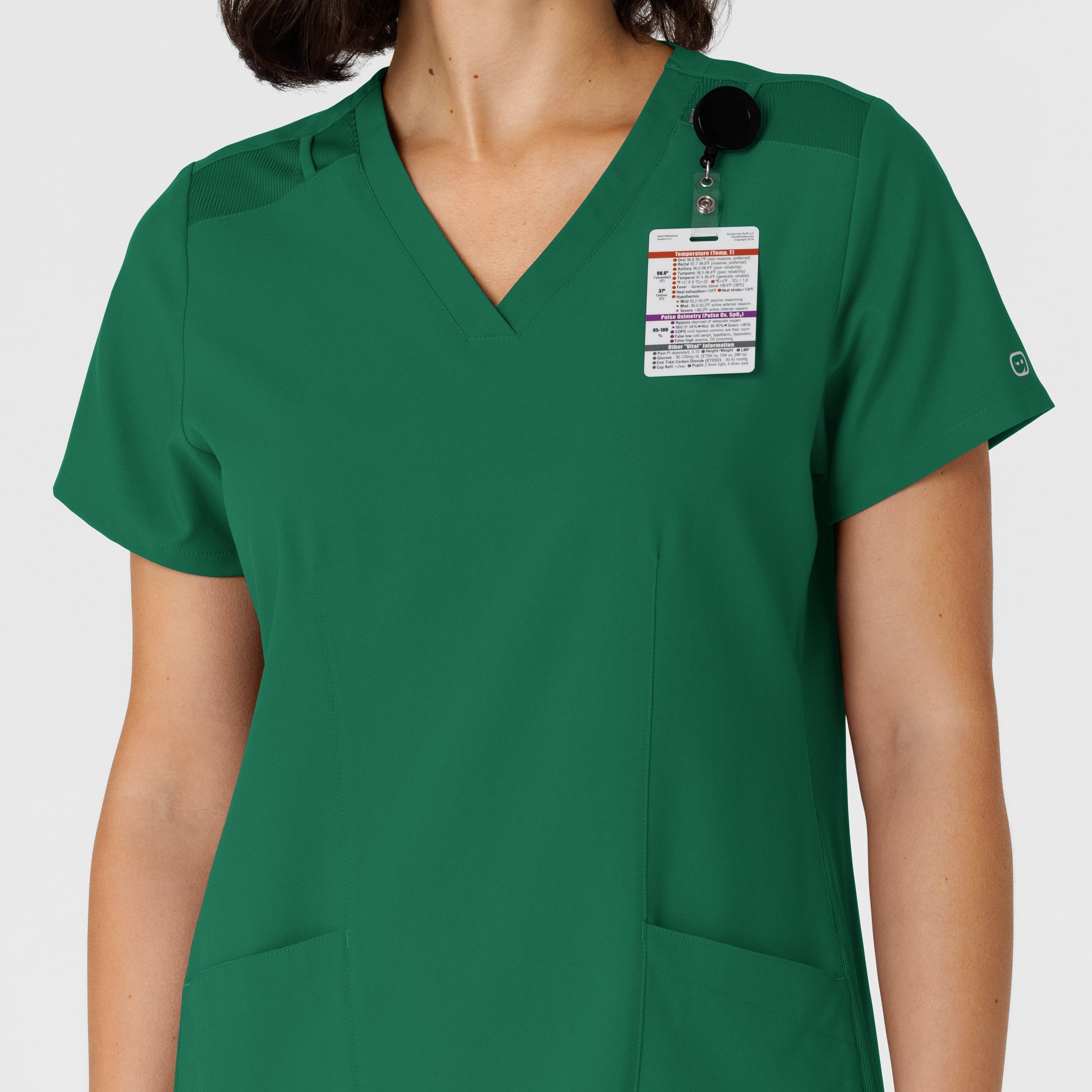 W123 6145 Flex-n-Reach Side Panel V-Neck Scrub Top Hunter