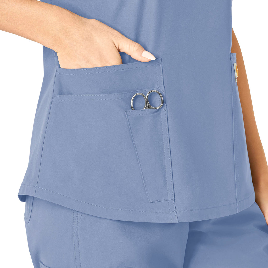 Force Essentials C12113 V-Neck Scrub Top Ceil Blue
