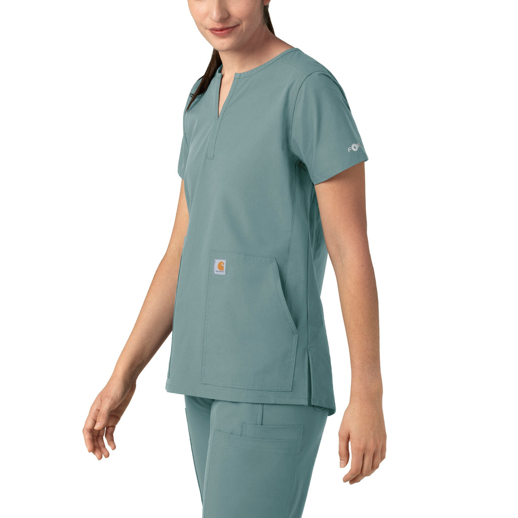 Force Essentials C12213 Notch Neck Tunic Scrub Top Summer Blue