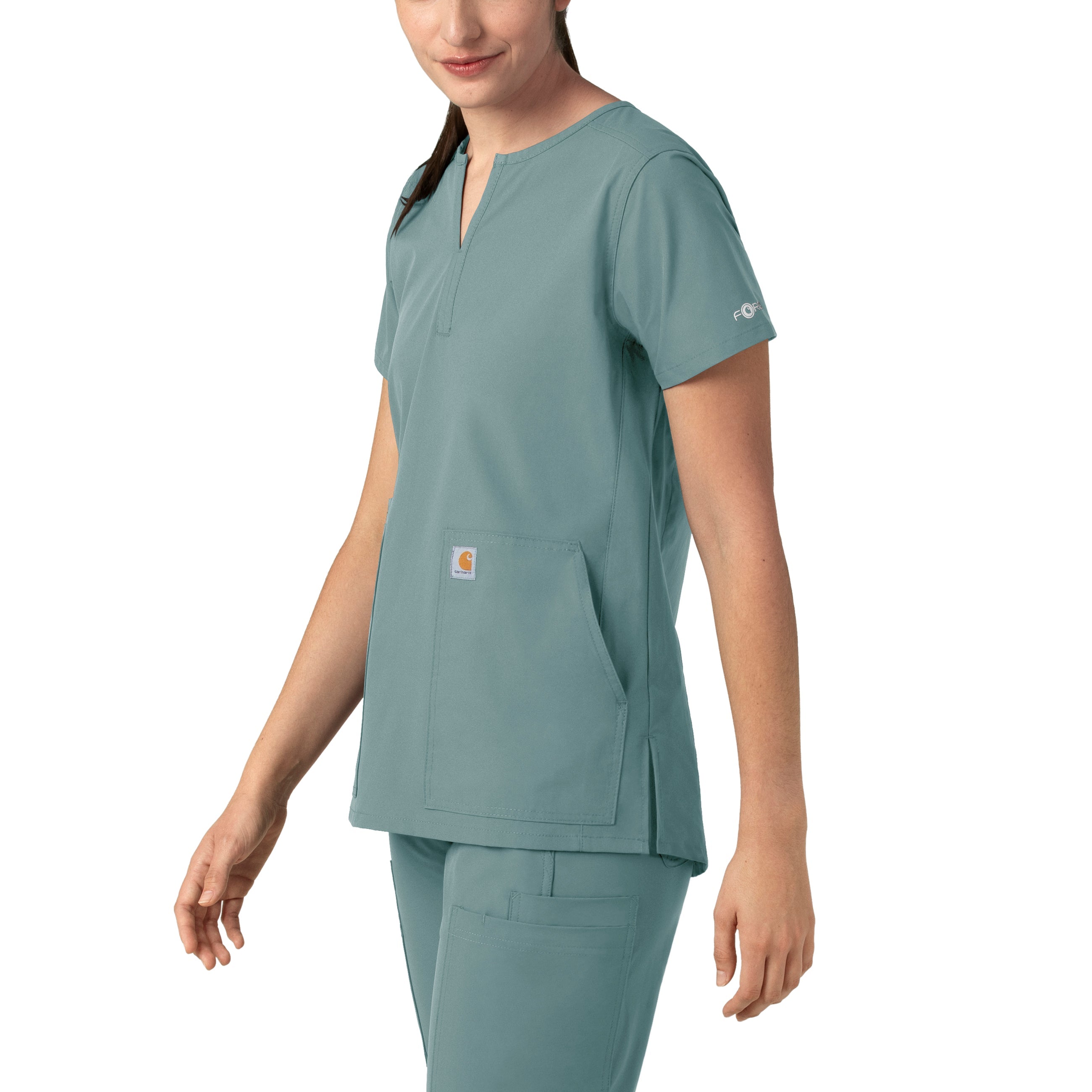 Force Essentials C12213 Notch Neck Tunic Scrub Top Summer Blue
