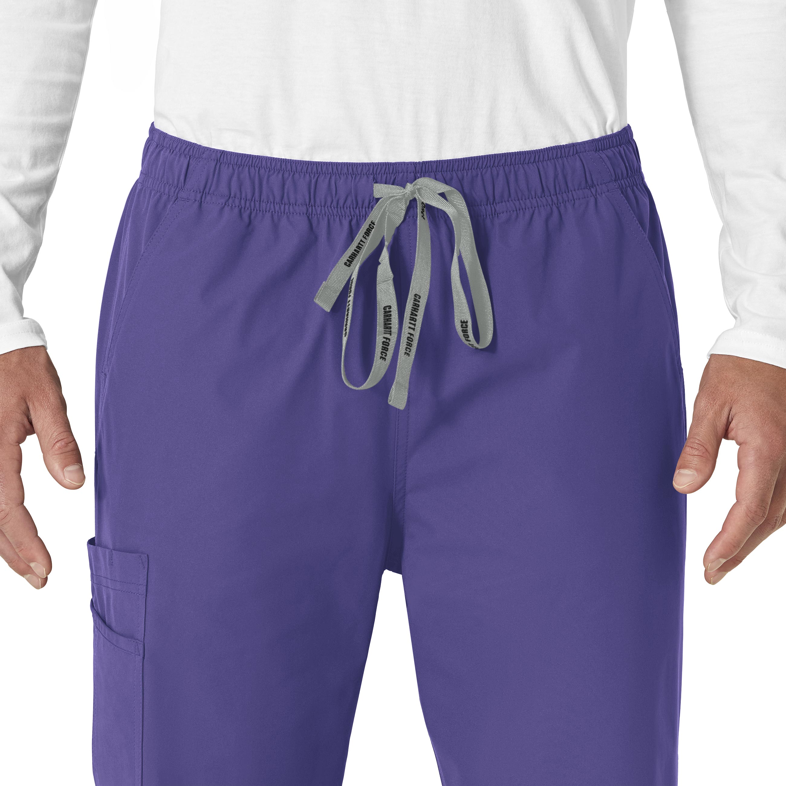 Force Essentials C55013 Unisex Elastic Waist Cargo Scrub Pants Grape