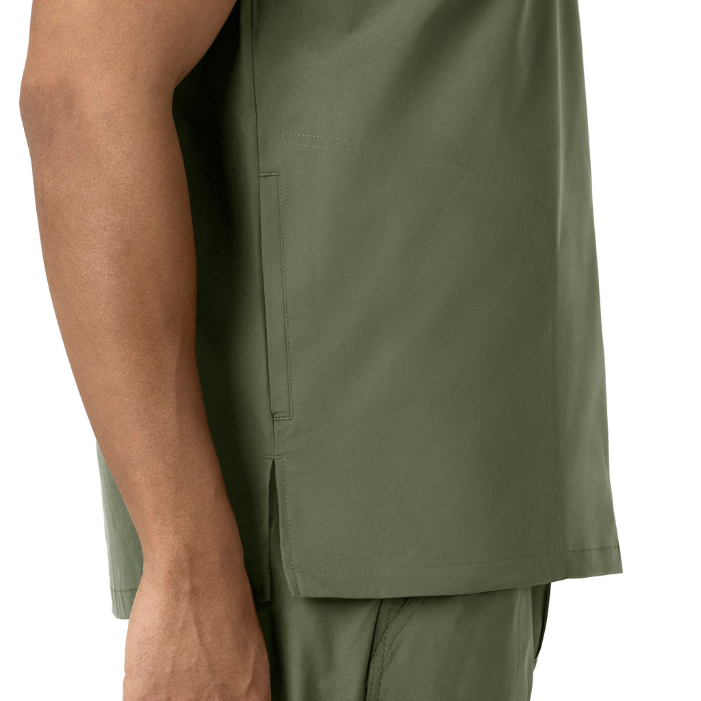 Force Essentials C16113 Men's V-Neck Shirttail Scrub Top Olive