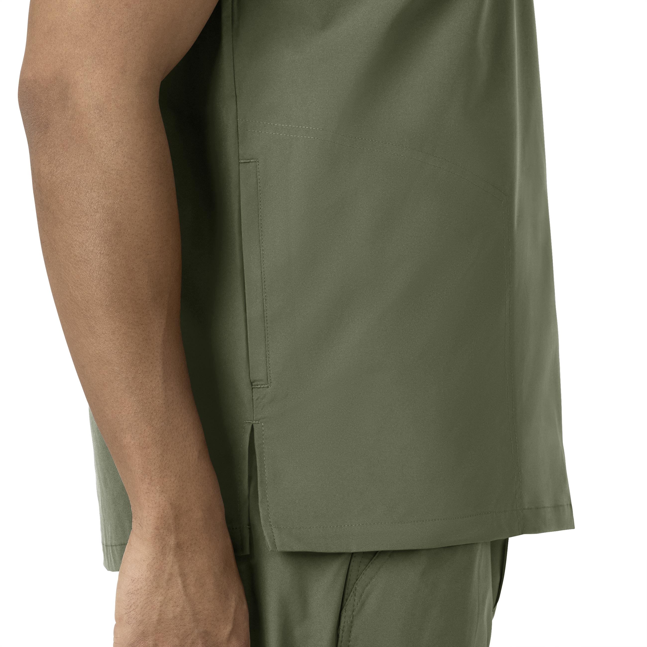 Force Essentials C16113 Men's V-Neck Shirttail Scrub Top Olive
