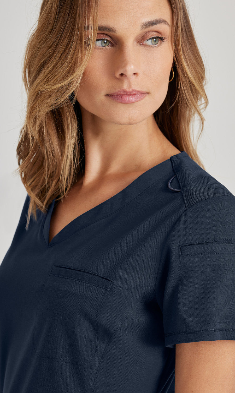 Grey's Anatomy Stretch GRST136 Capri Tuck-in Scrub Top Steel