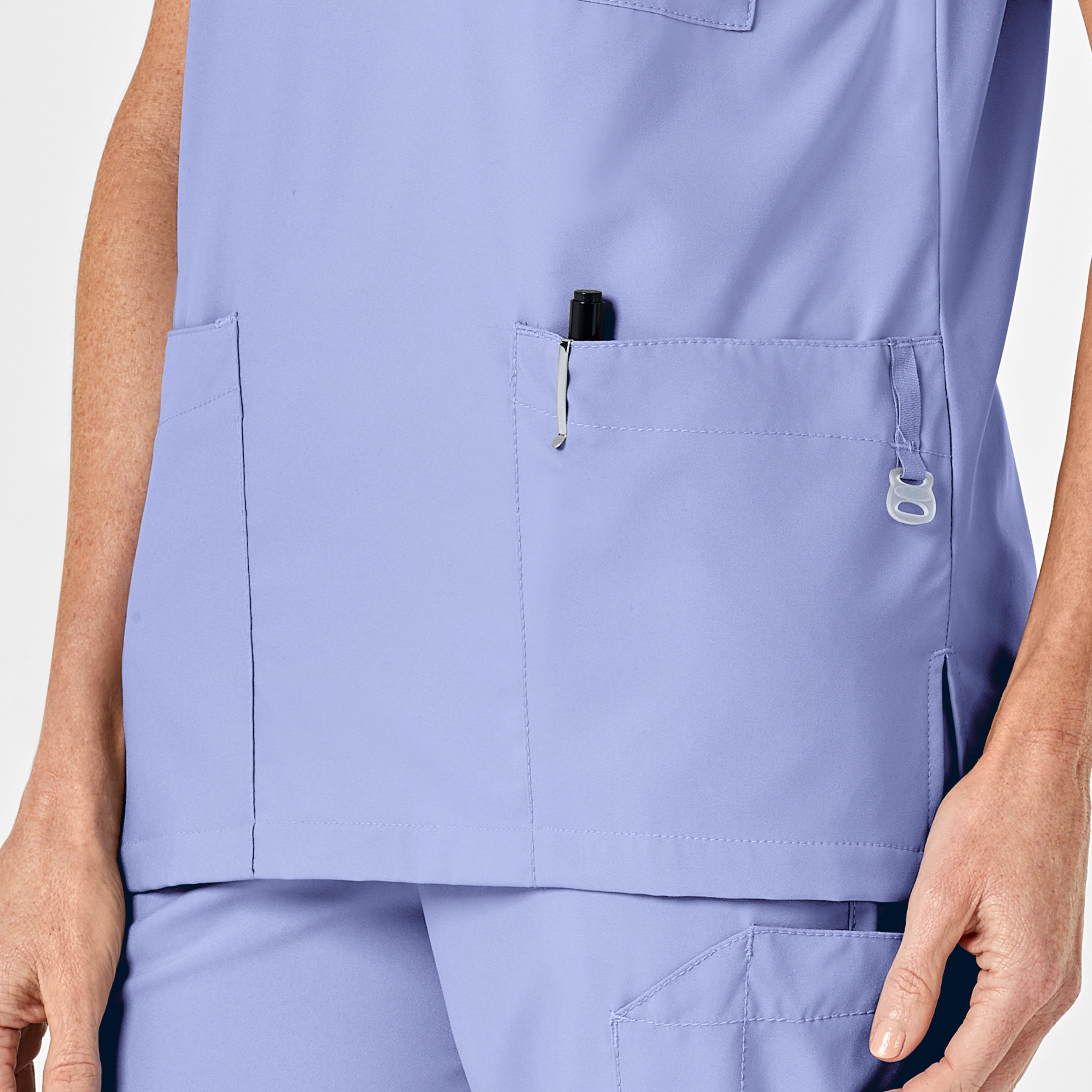 W123 6855 Unisex 4 Pocket Utility Scrub Top Ceil Blue